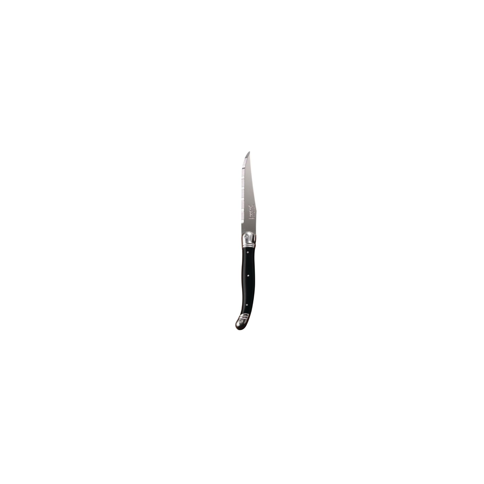 Laguiole V594 Serrated Steak Knives Black Handle (Pack of 6)