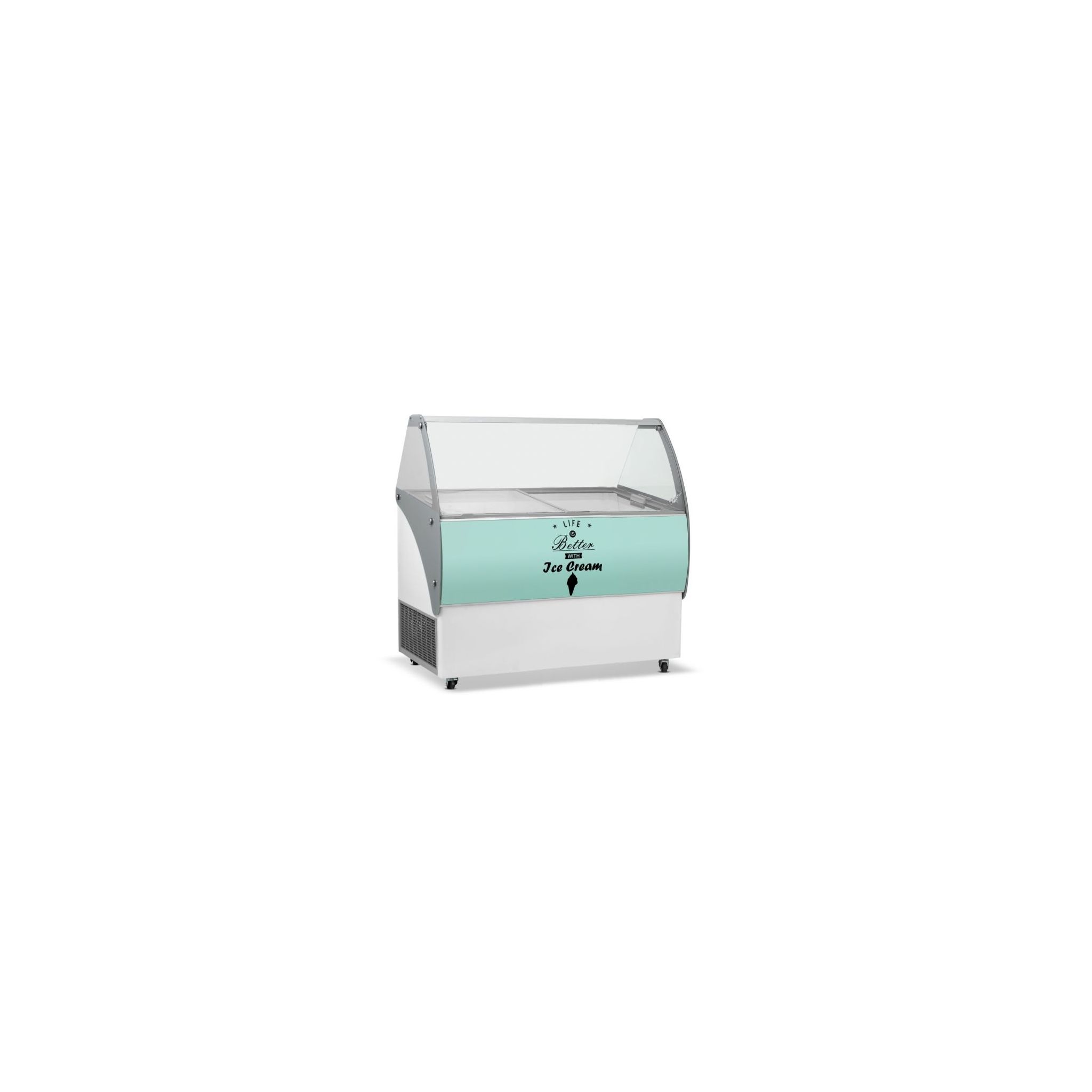Crystal VENUSELEGANTE36 9 x Napoli Pan White Flat Glass Ice Cream Display Freezer