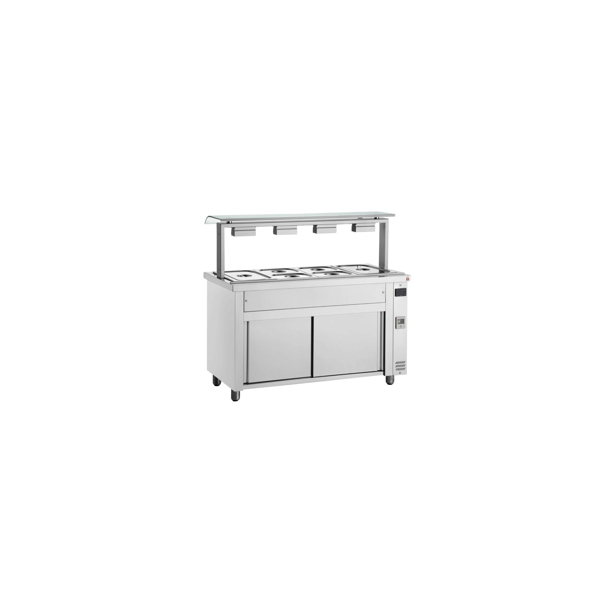 Inomak MVV714 1410mm Wide Ambient Cupboard With Wet Heat Bain Marie Top & Sneeze Guard