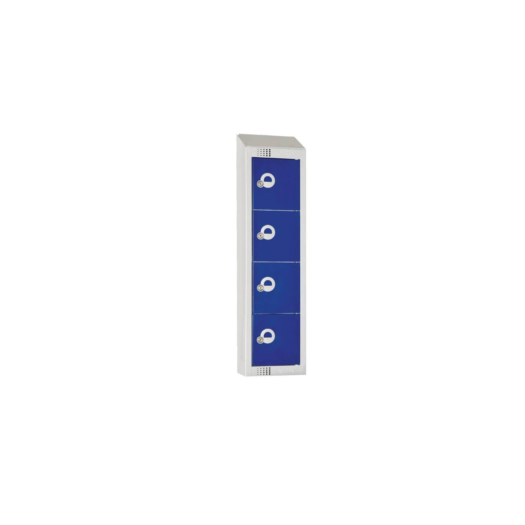 Elite Lockers CF751-CS Personal Effects Locker 4 Door Blue Camlock Sloping Top