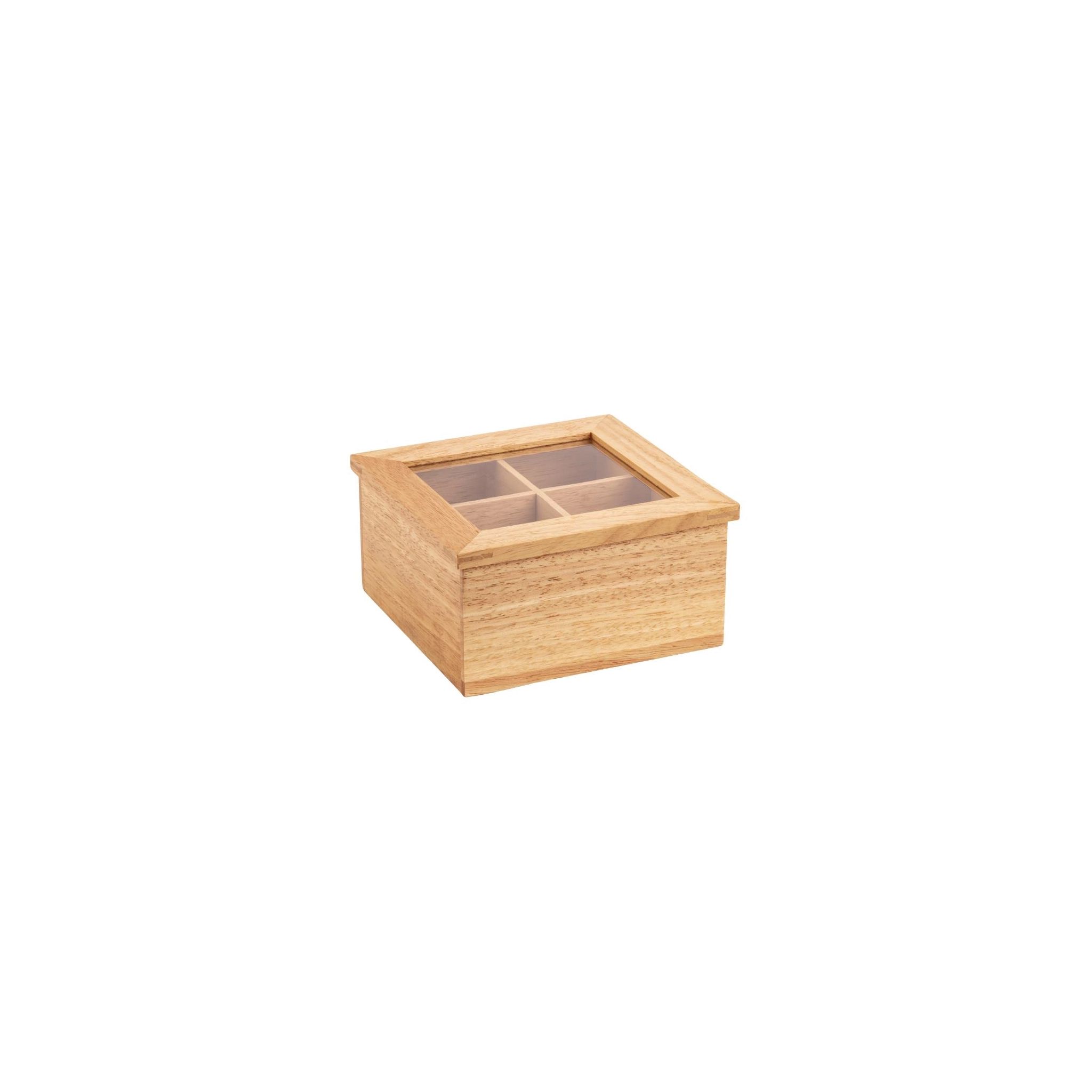 Olympia Mini GL089 Hevea Wood Tea Box with Lid