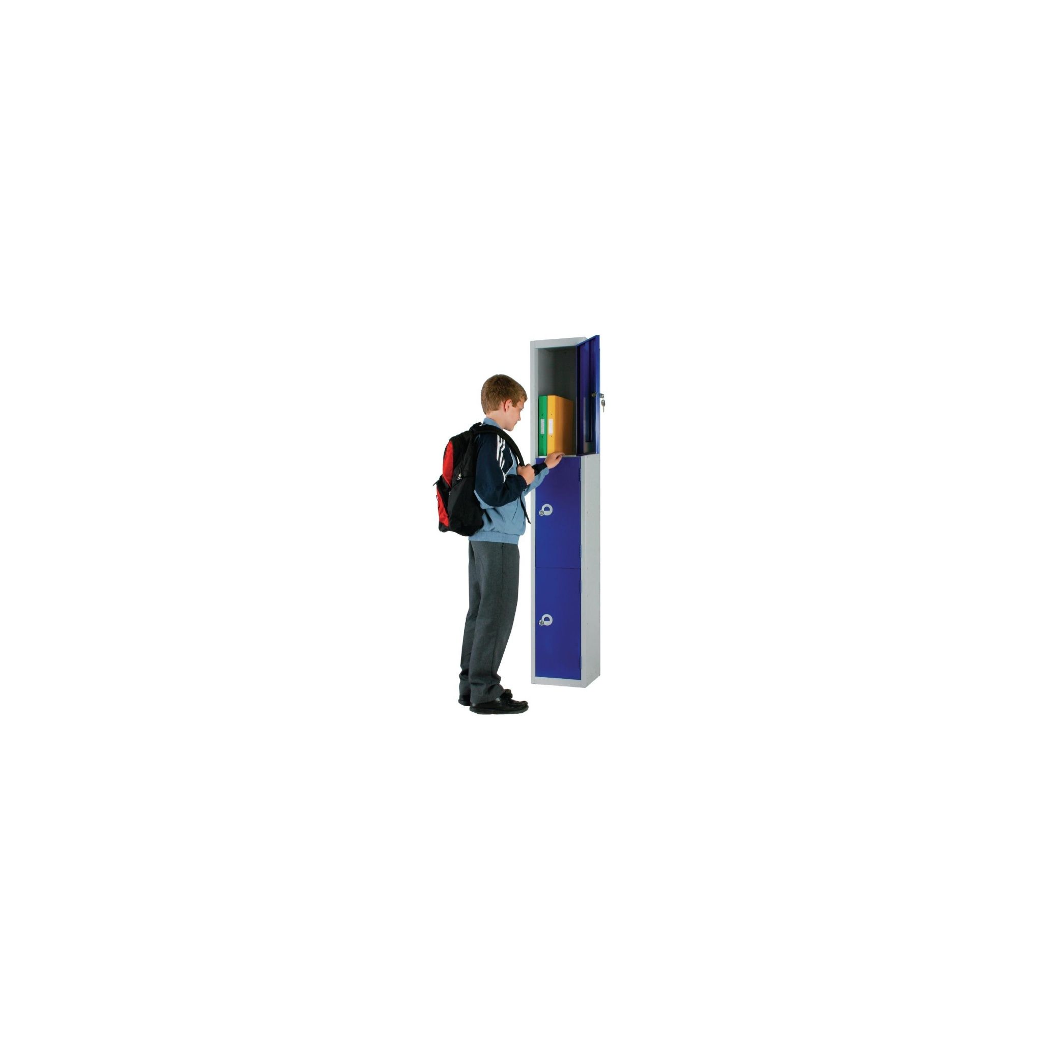 Elite Lockers W946-CS Three Door Camlock Locker with Sloping Top Blue
