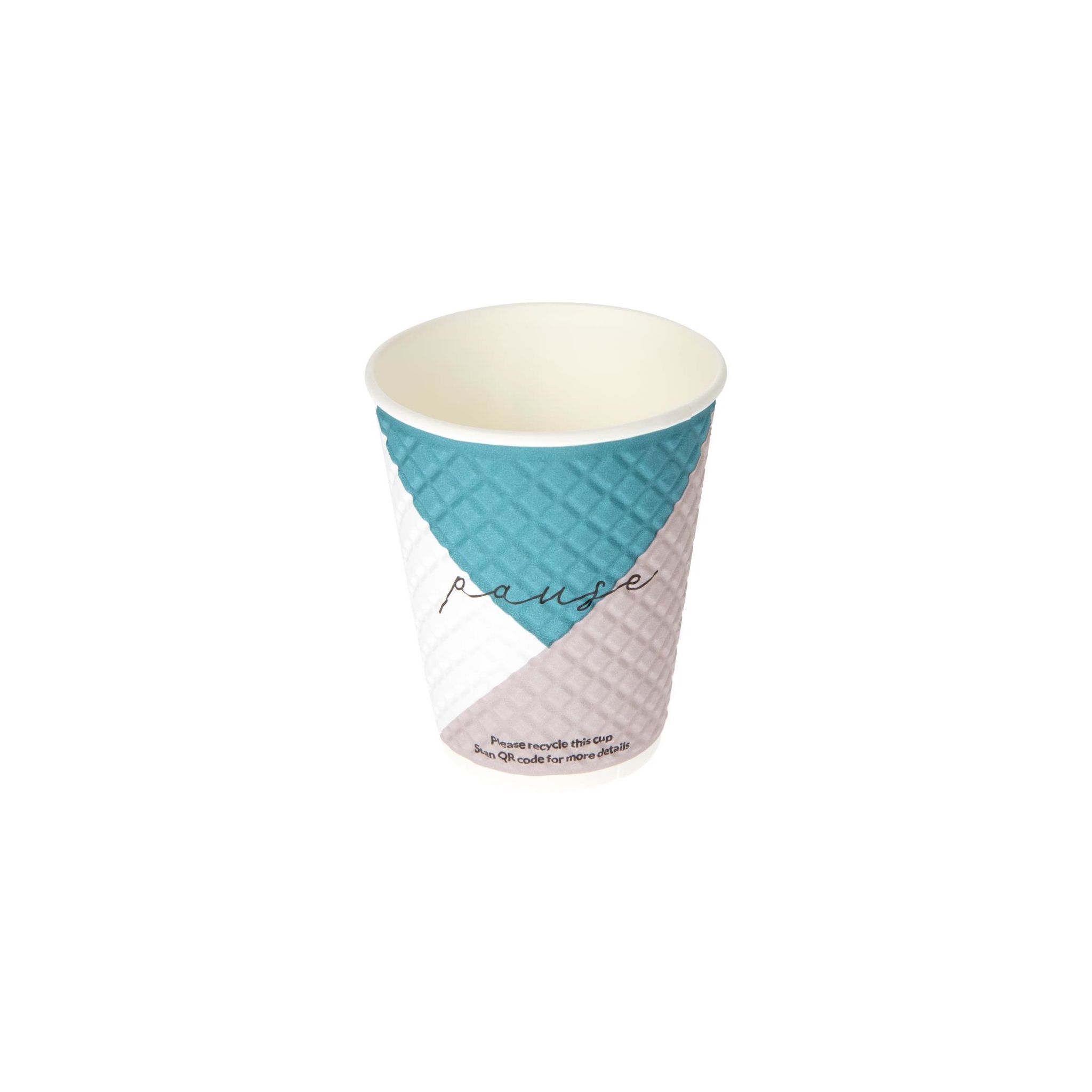Huhtamaki Pause FB588 Double Wall Disposable Coffee Cups White & Turquoise 340ml (Pack of 740)