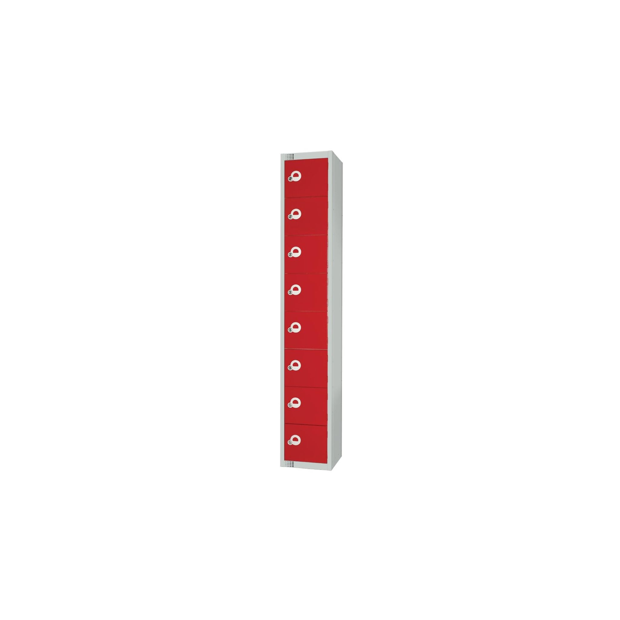 Elite Lockers CE108-ELS Eight Door Electronic Combination Locker with Sloping Top Red