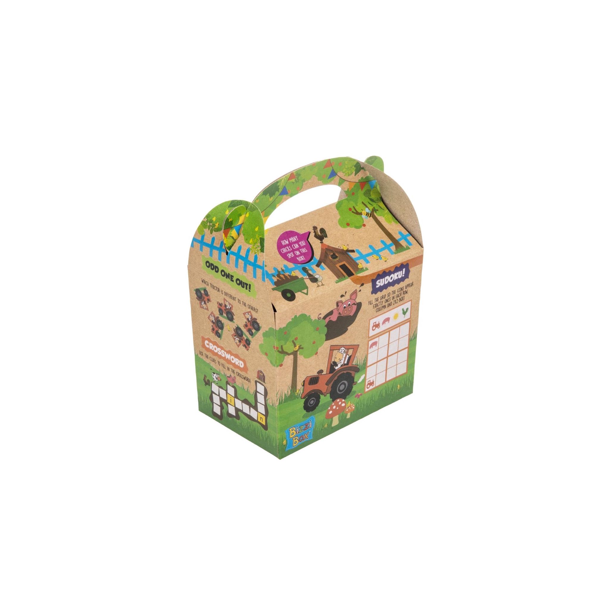 Crafti's DK364 Kids Recycled Kraft Bizzi Meal Boxes Pet and Farm (Pack of 200)