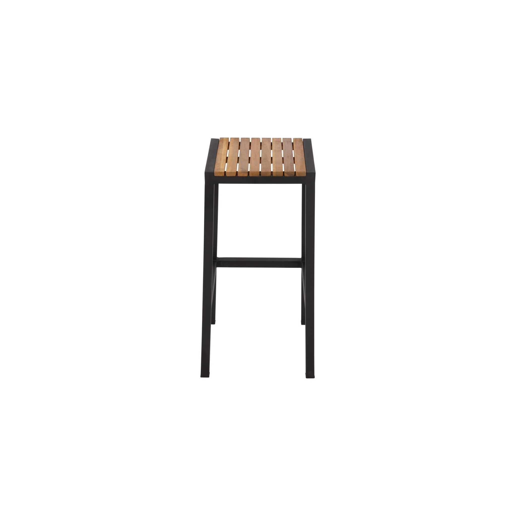 Bolero DS156 Black Steel & Acacia Wood Bar Stools (Pack of 2)