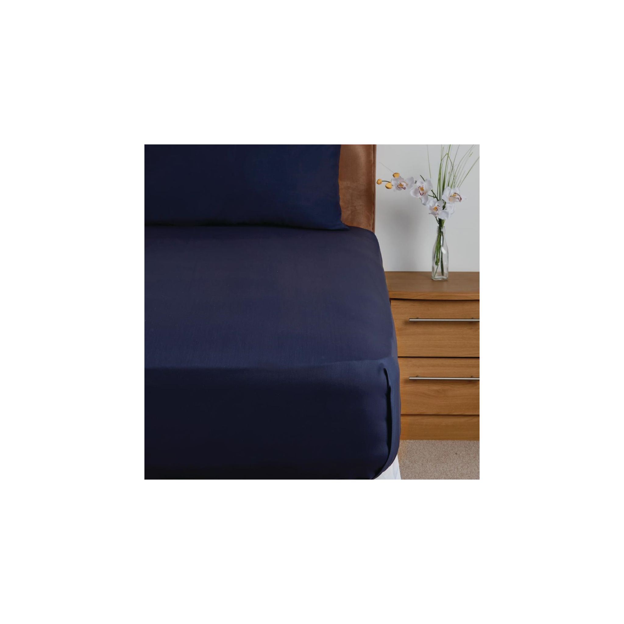 Mitre Essentials Temir GU336 Flat Sheet Navy Single
