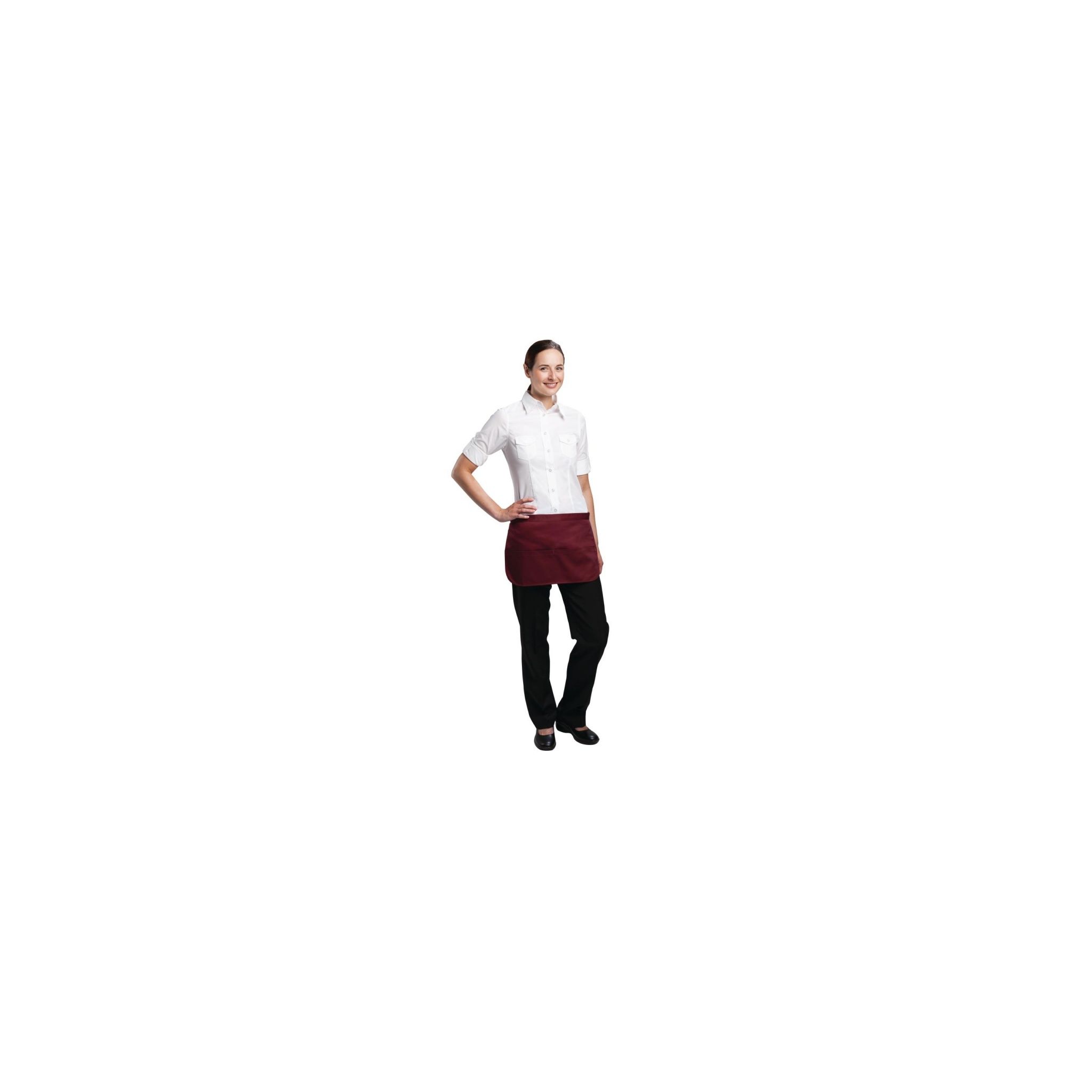 Whites A552 Unisex Waist Bistro Apron Short Money Pocket Burgundy