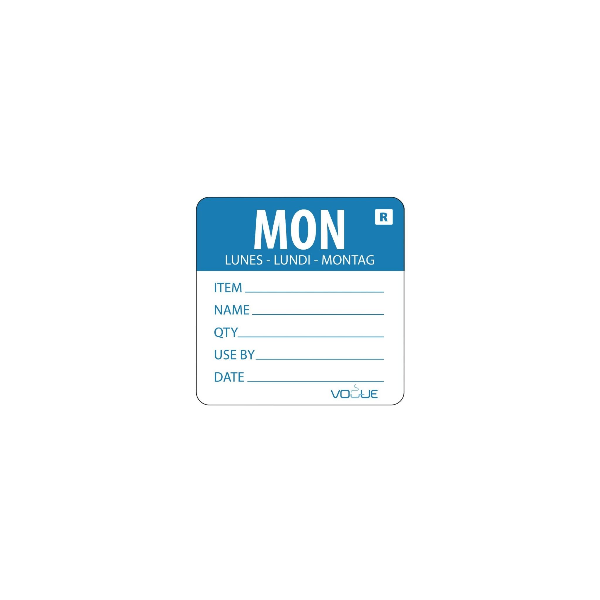 Vogue L066 Removable Day of the Week Label Monday (Pack of 500)