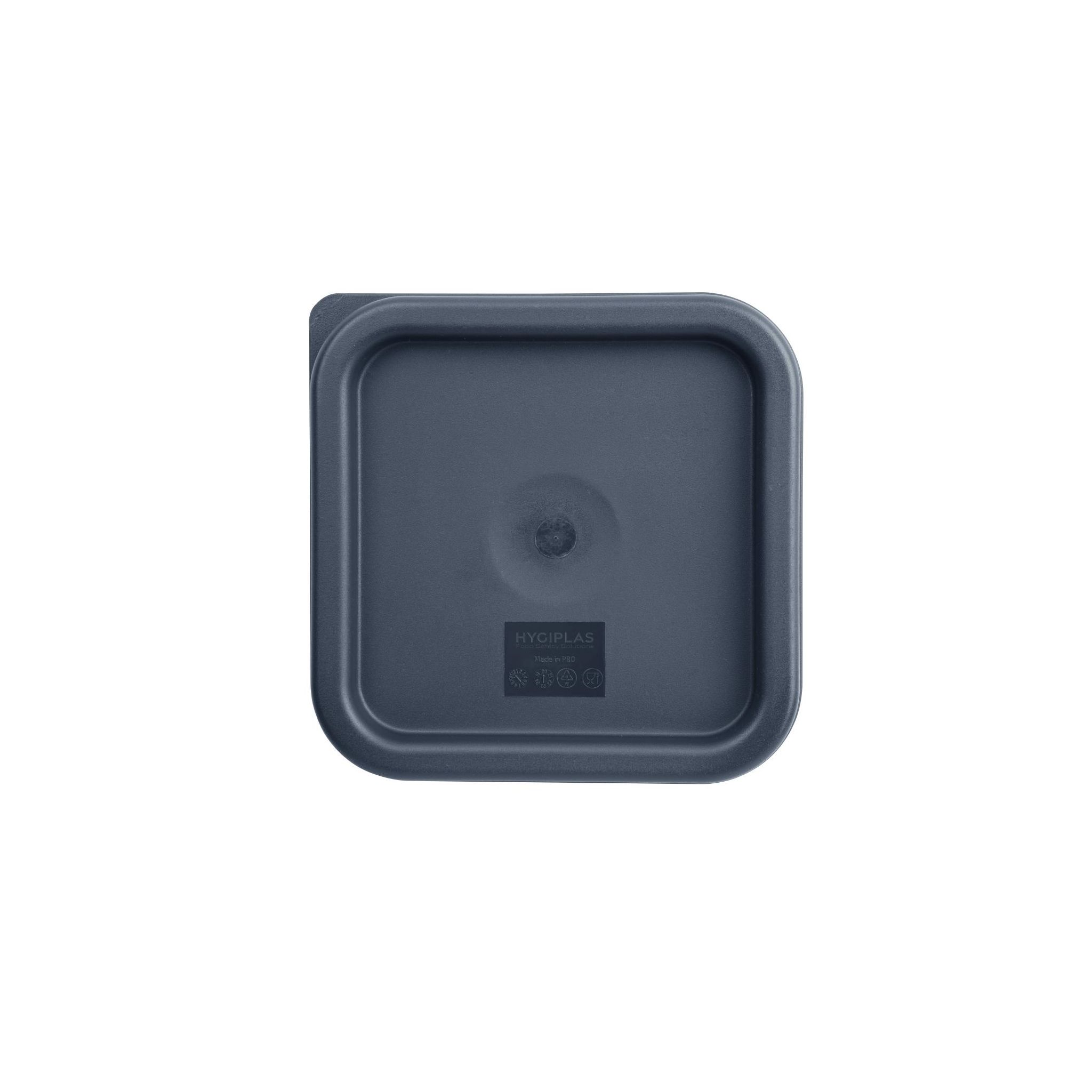Hygiplas CF043 Polyethylene Square Food Measuring Container Lid Blue Small