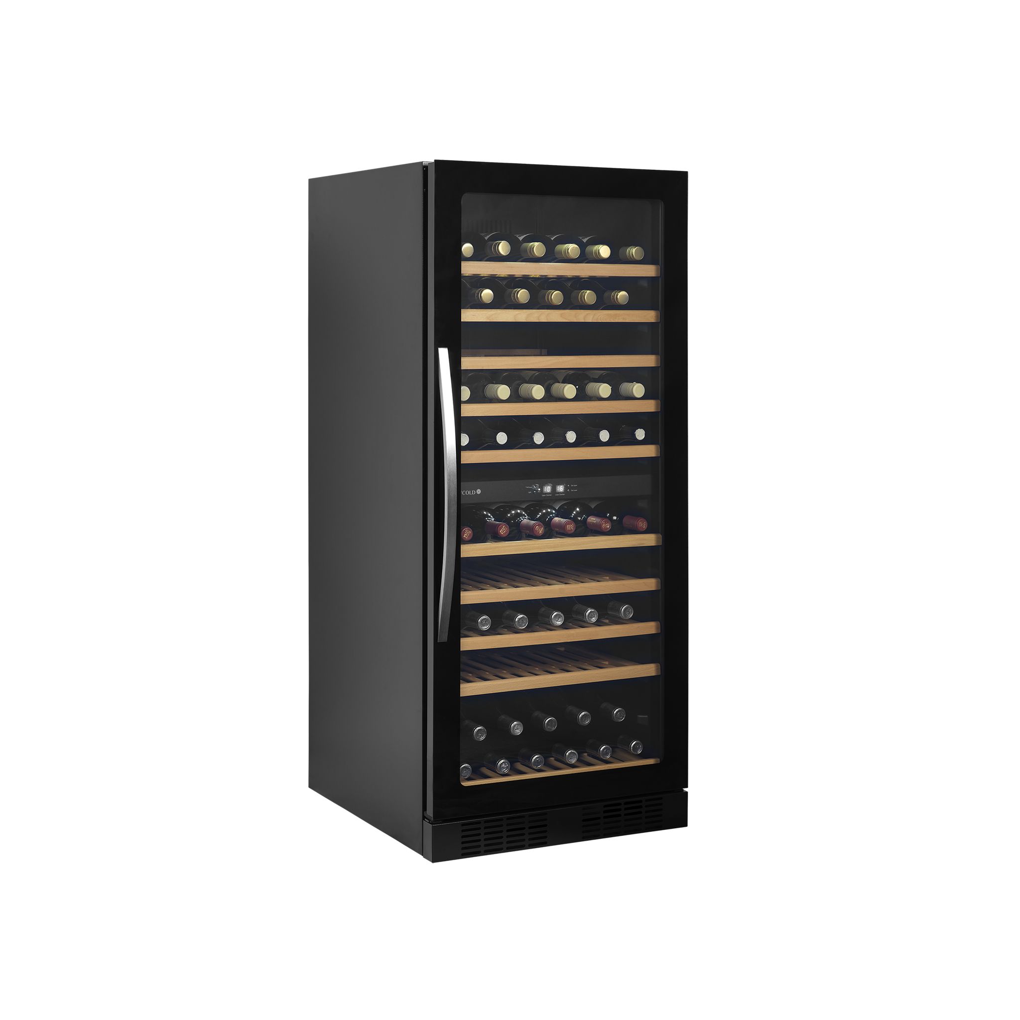 Tefcold TFW300-2F 270 Ltr Upright Single Glass Door Black Dual Zone Wine Cooler