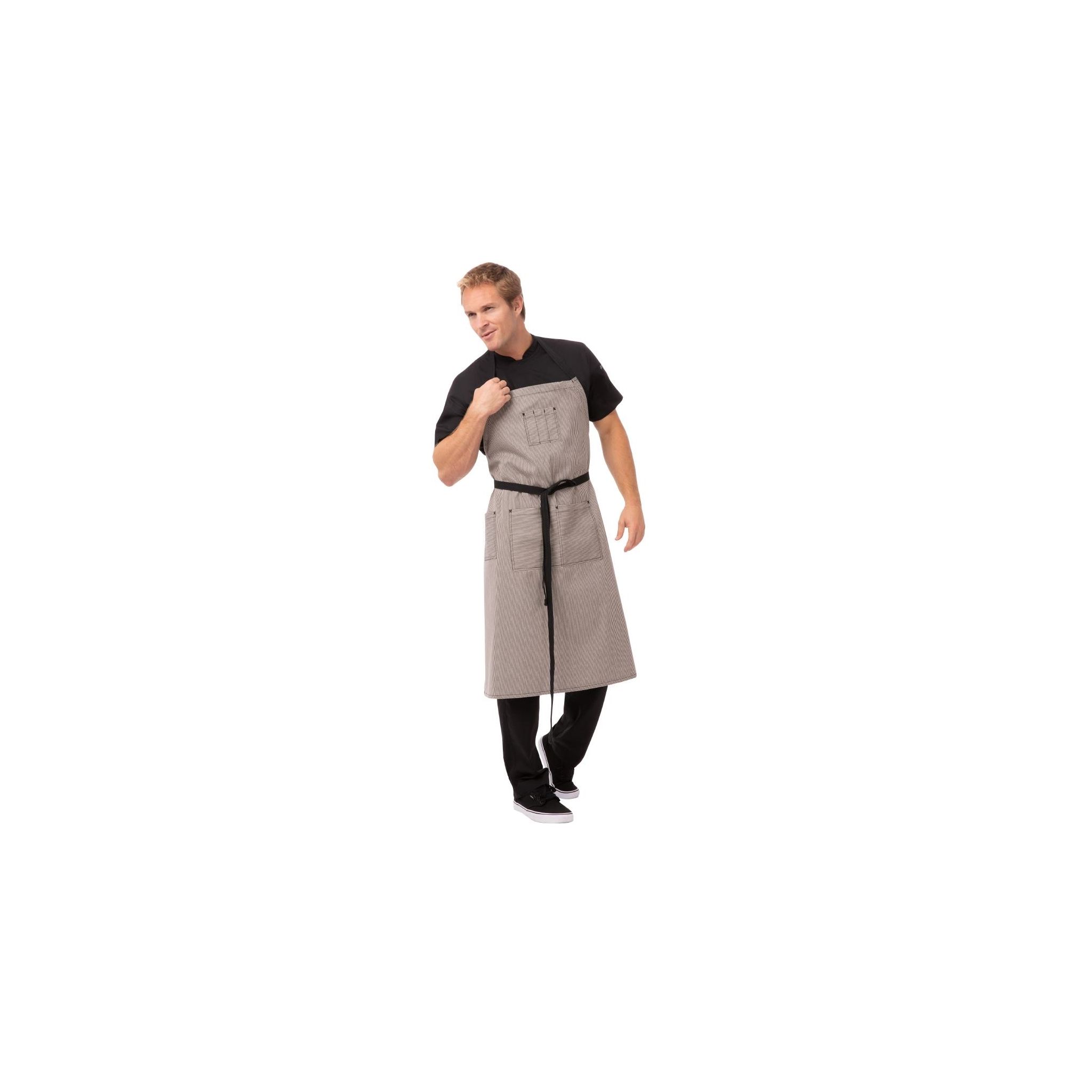 Chef Works Urban Portland B351 Bib Apron Fine Stripe Grey