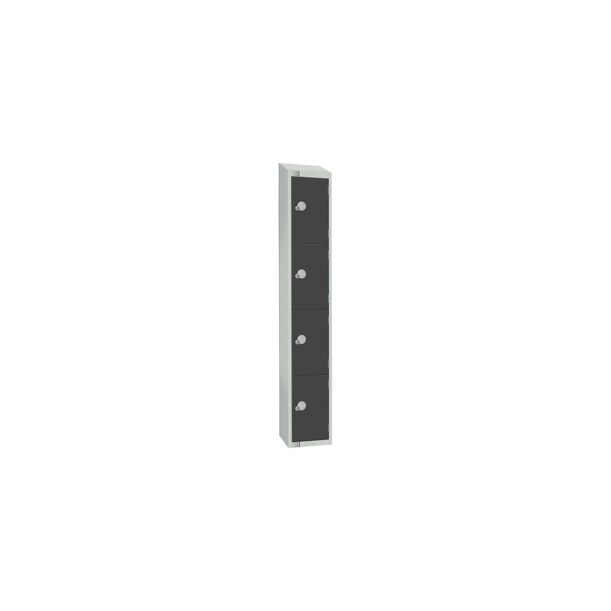 Elite Lockers GR680-PS Four Door Padlock Locker with Sloping Top Graphite Grey