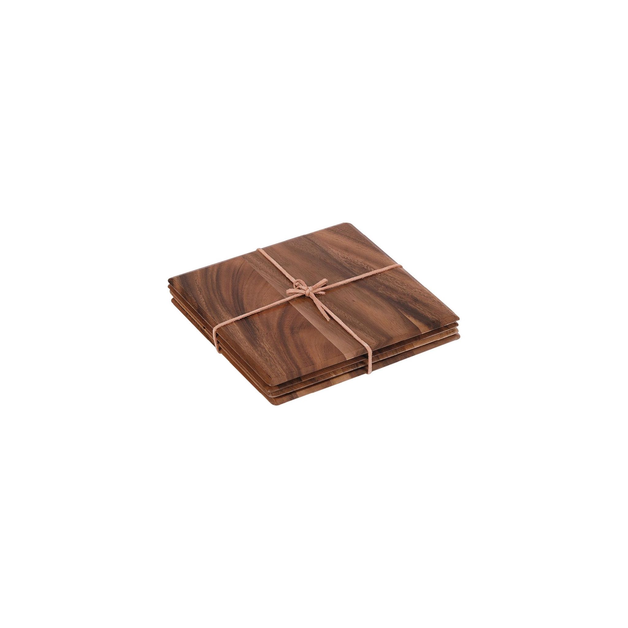 T&G Woodware DL134 Square Wooden Table Mats (Pack of 4)
