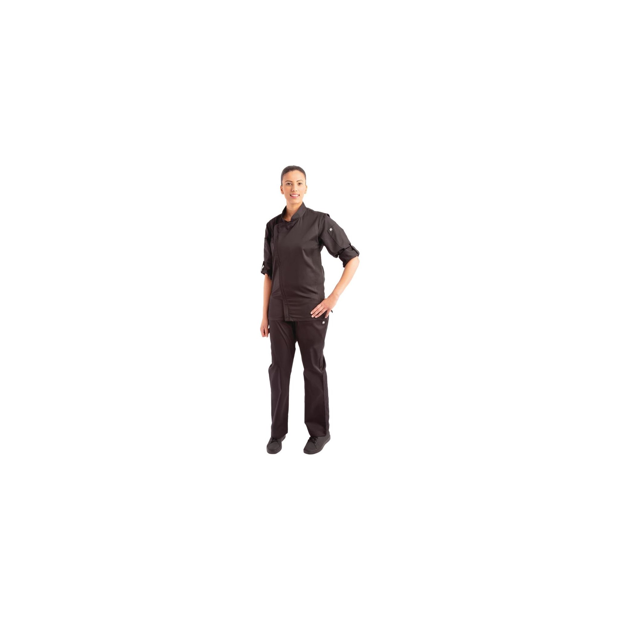 Chef Works Hartford BB083-M Unisex Lightweight Chef Jacket Black Size M