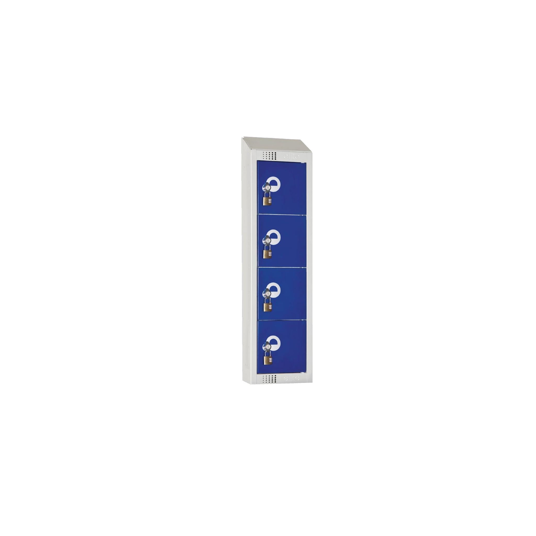 Elite Lockers CF751-PS Personal Effects Locker 4 Door Blue Padlock Sloping Top
