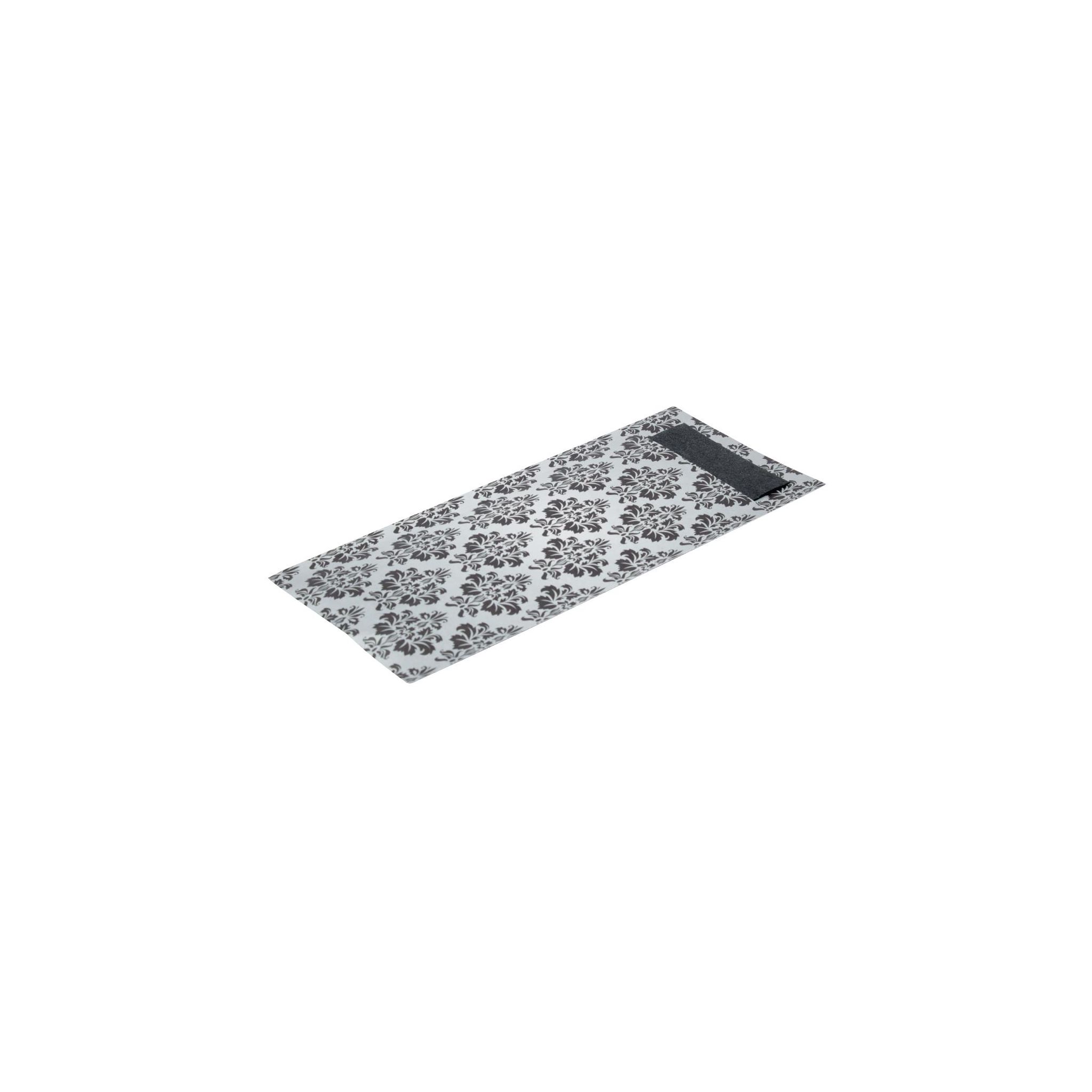 Europochette CK238 White with Vintage Design Cutlery Pouch with Black Napkin (Pack of 100)