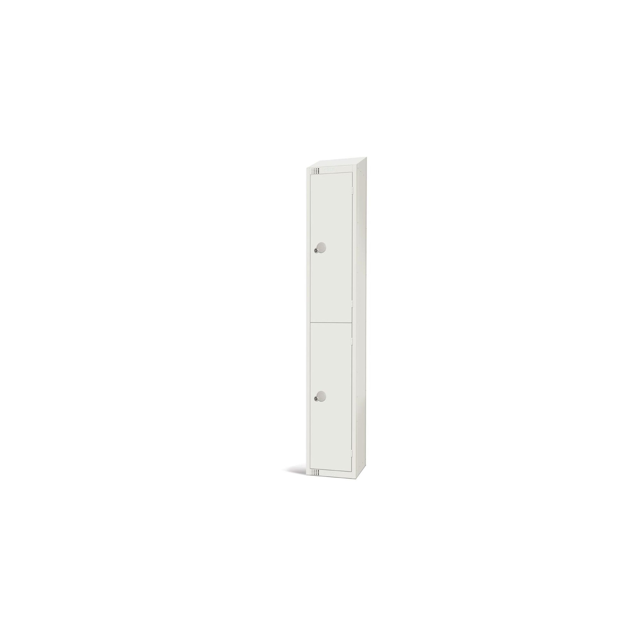 Elite Lockers GR303-CNS Double Door Coin Return Locker with Sloping Top White