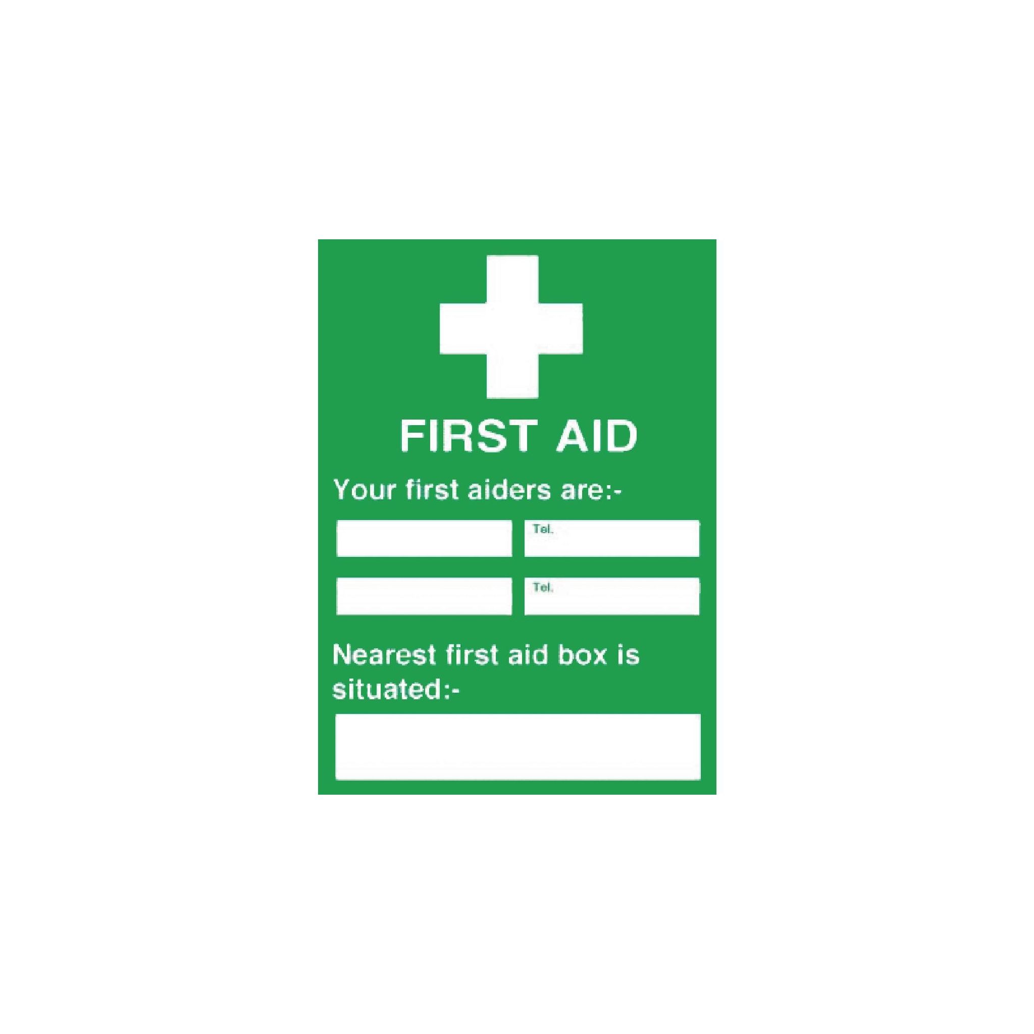 Vogue Y922 First Aiders Nearest First Aid Box Sign