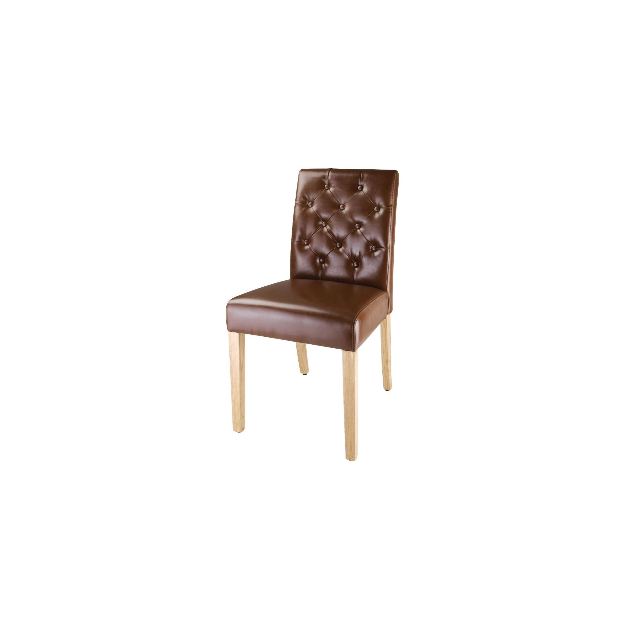 Bolero DT699 Chiswick Button Dining Chairs Tan Leather (Pack of 2)