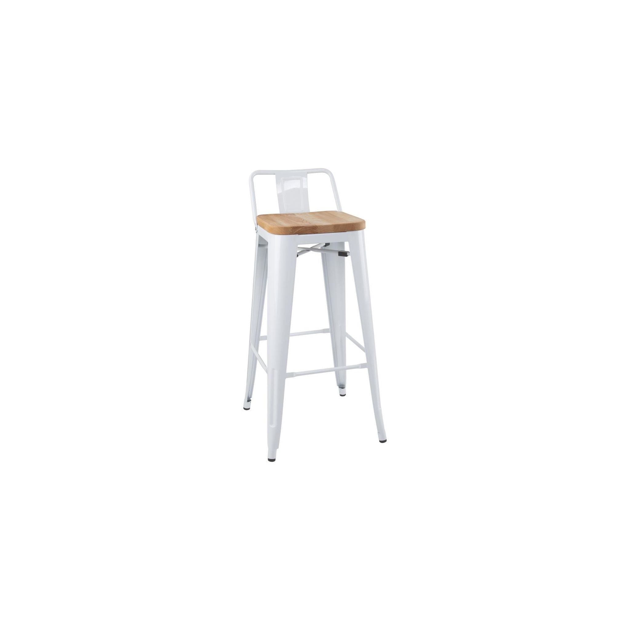 Bolero Bistro FB625 Backrest High Stools with Wooden Seat Pad White (Pack of 4)