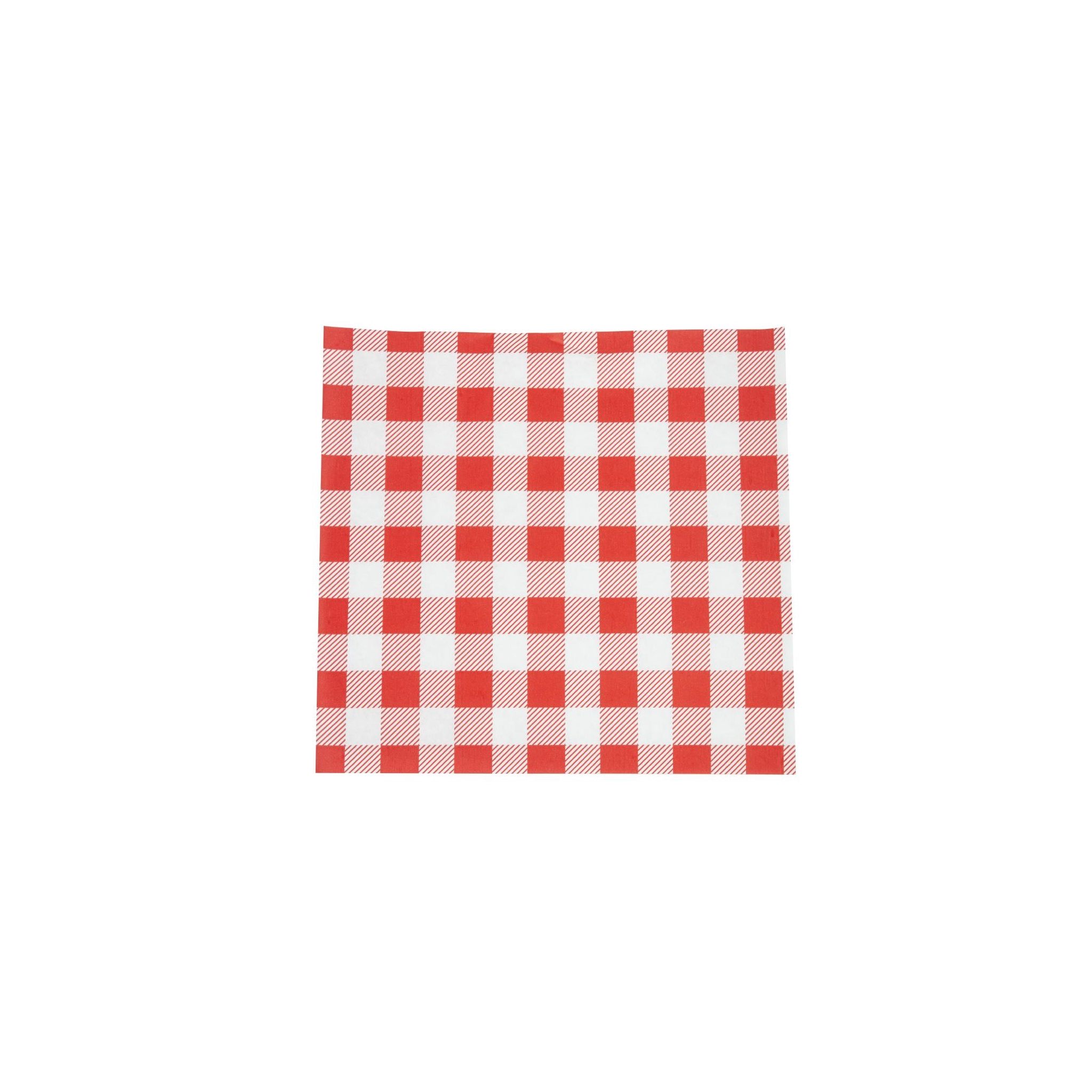 Non Branded CL657 Greaseproof Paper Sheets Red Gingham 250 x 250mm (Pack of 200)
