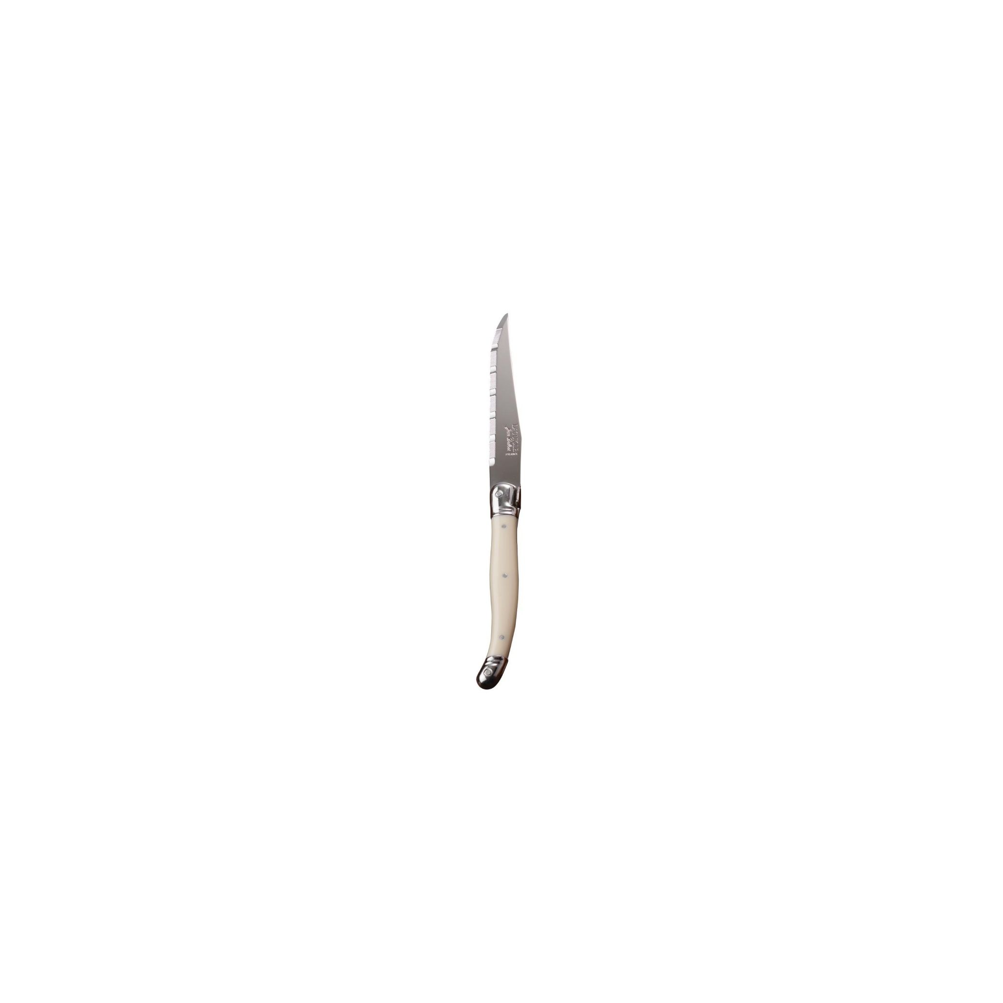 Laguiole V596 Serrated Steak Knives Ivory Coloured Handle (Pack of 6)