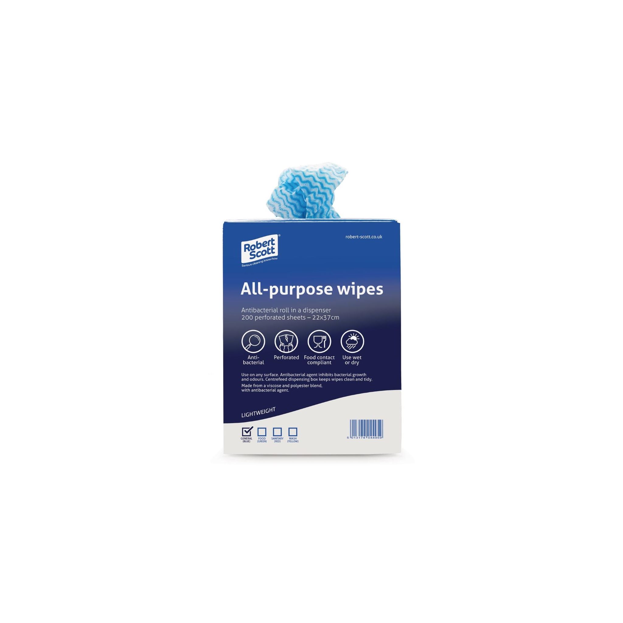 Robert Scott DN843 All-Purpose Antibacterial Cleaning Cloths Blue (Pack of 200)