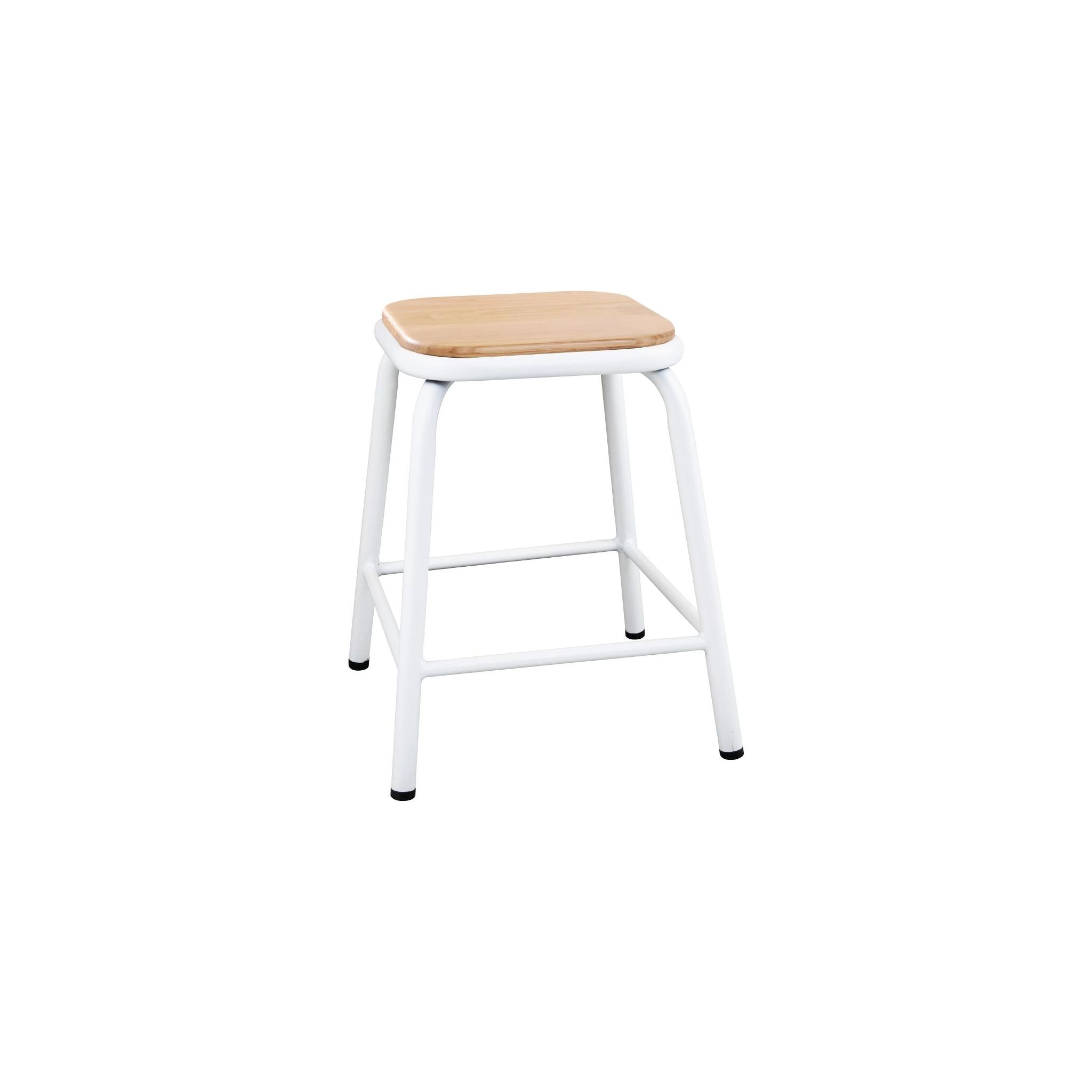 Bolero Cantina FB933 Low Stools with Wooden Seat Pad White (Pack of 4)