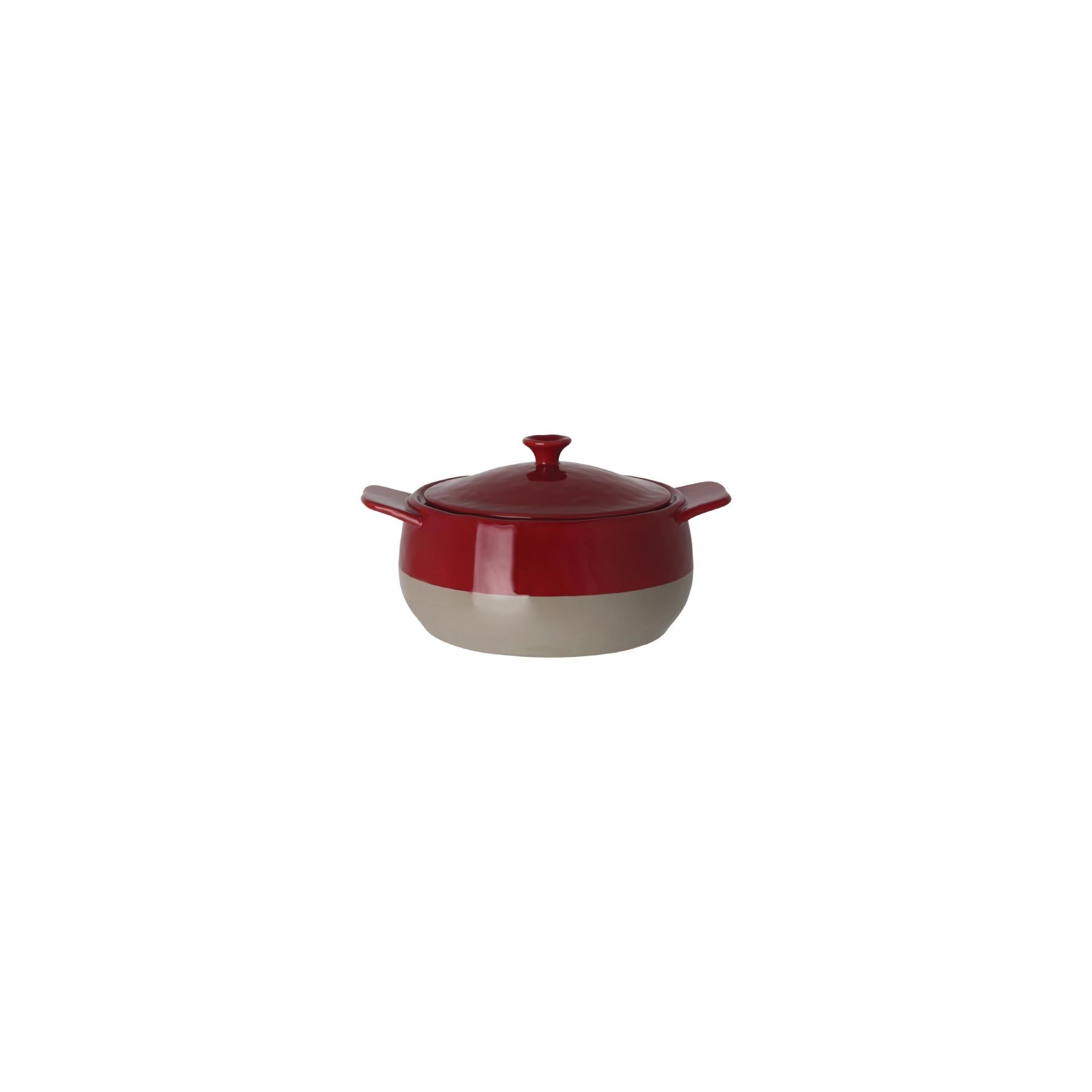 Olympia DB528 Red And Taupe Round Casserole Dish 1.8Ltr