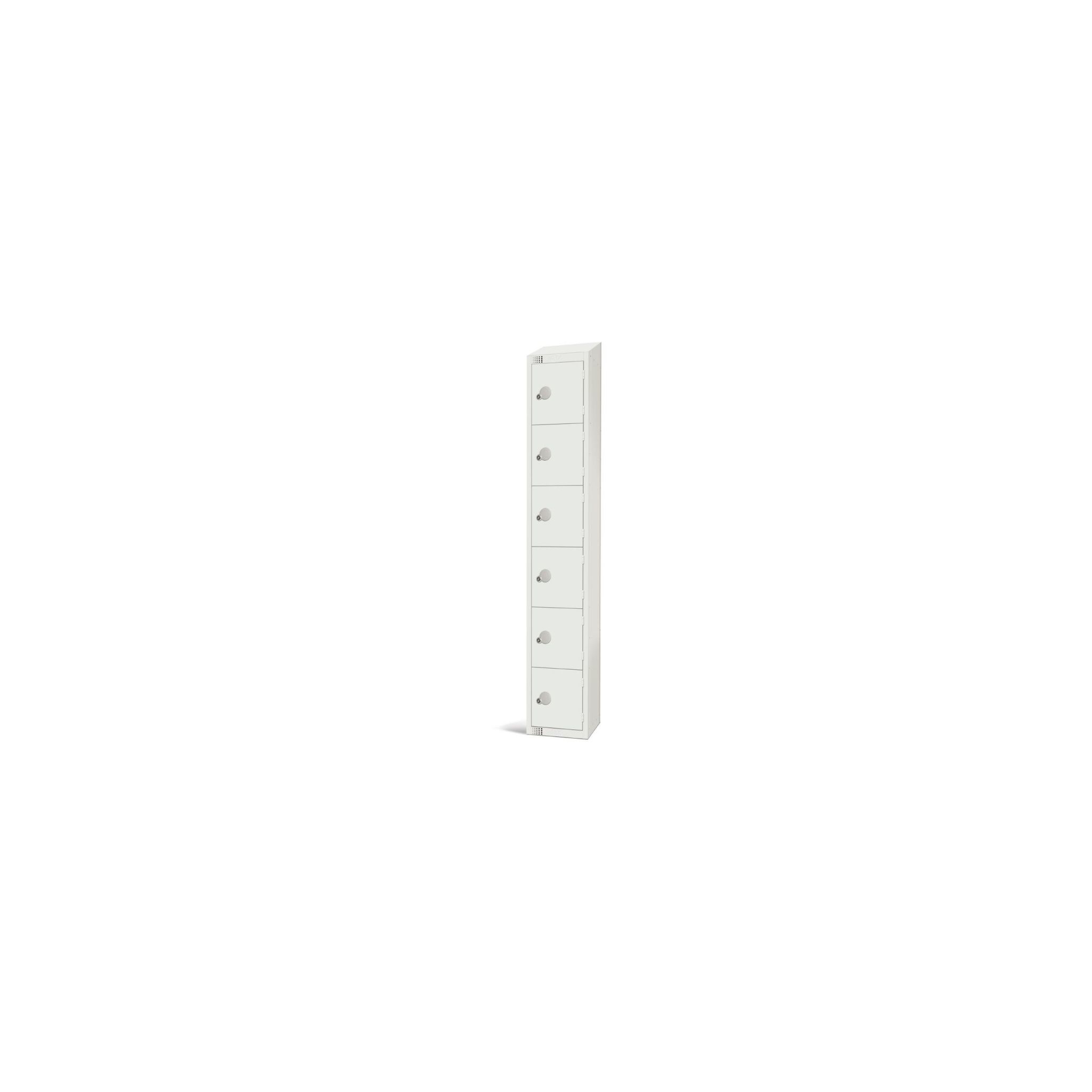 Elite Lockers GR307-CS Six Door Locker White Camlock 300mm with Sloping Top