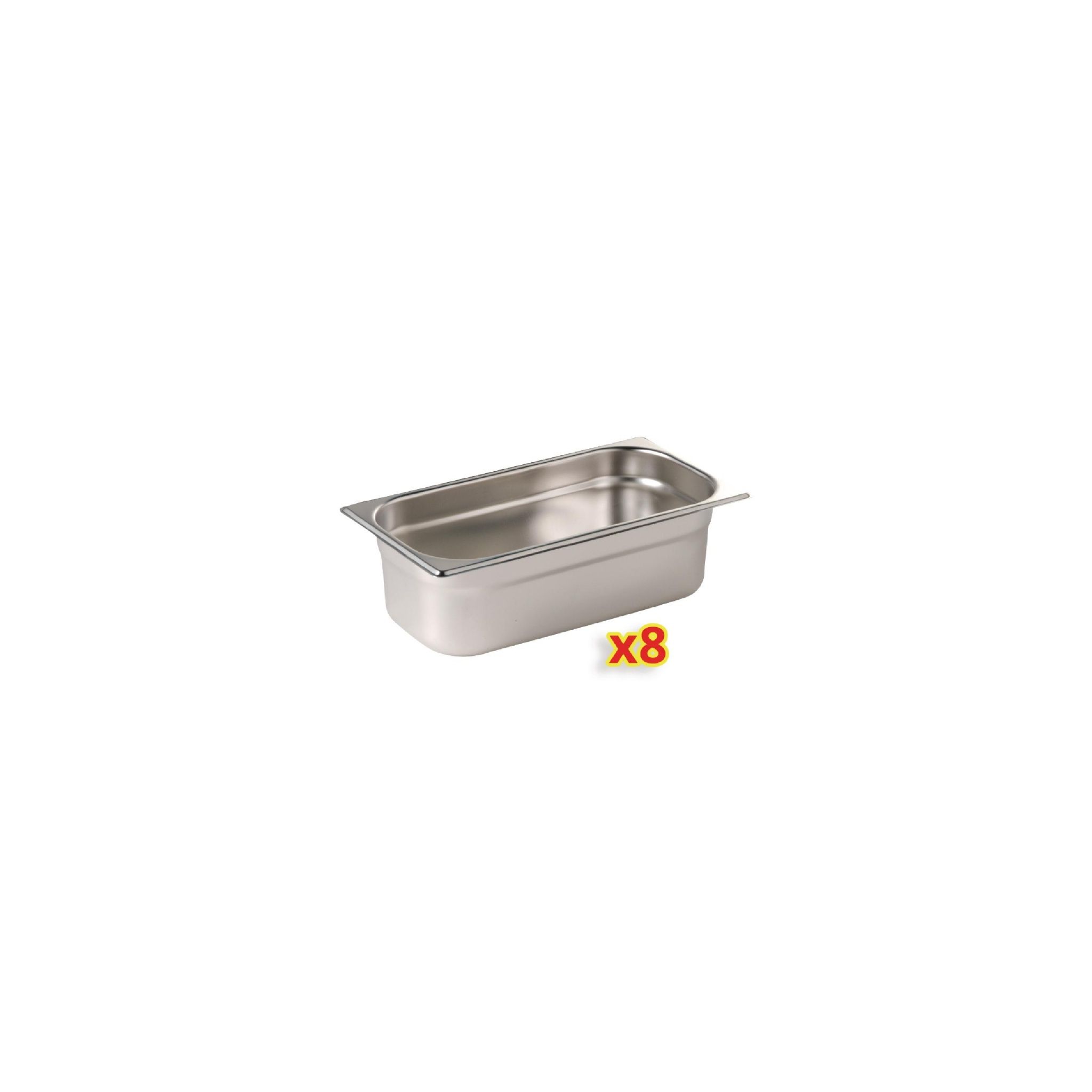 Vogue S412 Stainless Steel Gastronorm Tray Set 8 x 1/4 100mm (Pack of 8)
