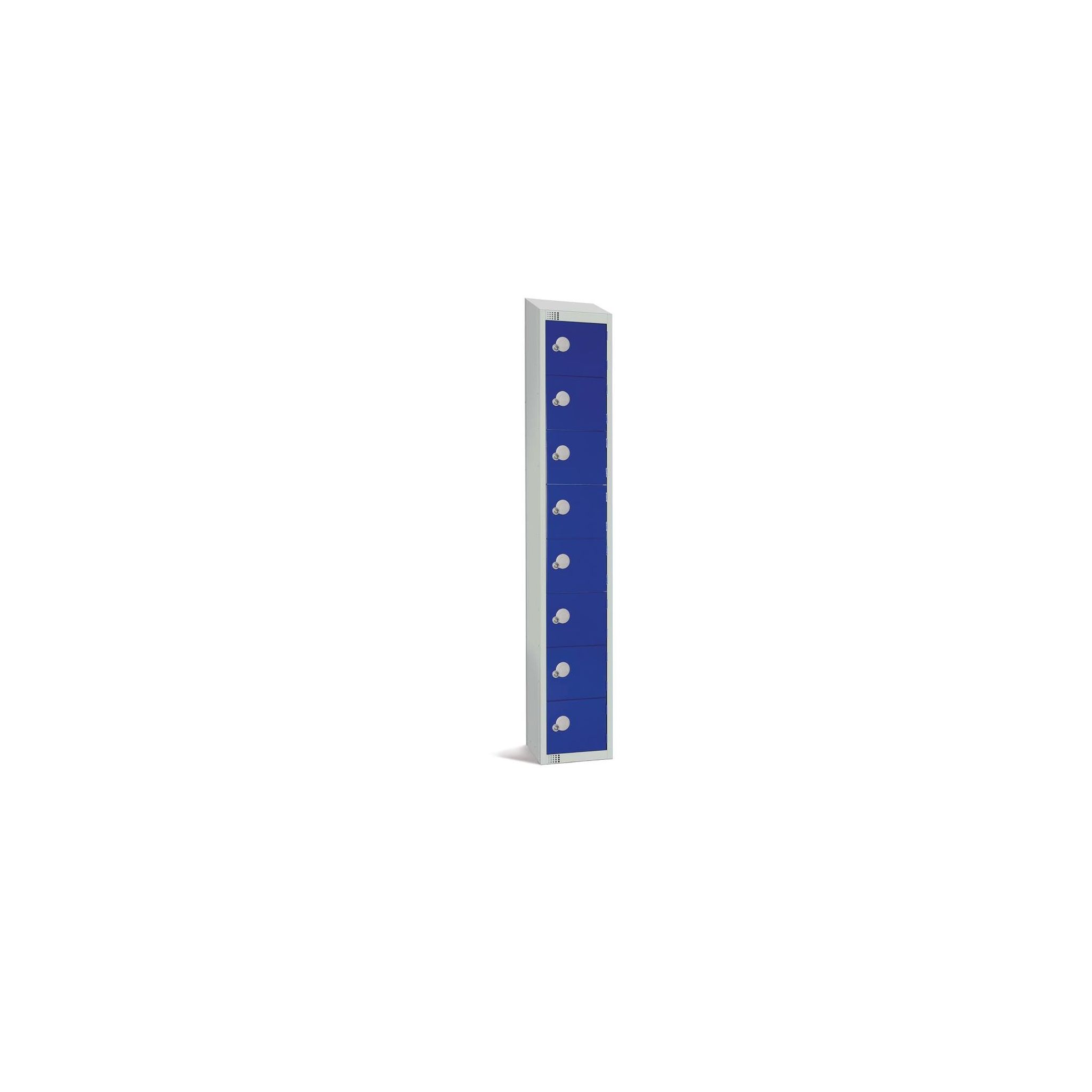 Elite Lockers CE102-CNS Eight Door Coin Return Locker with Sloping Top Blue
