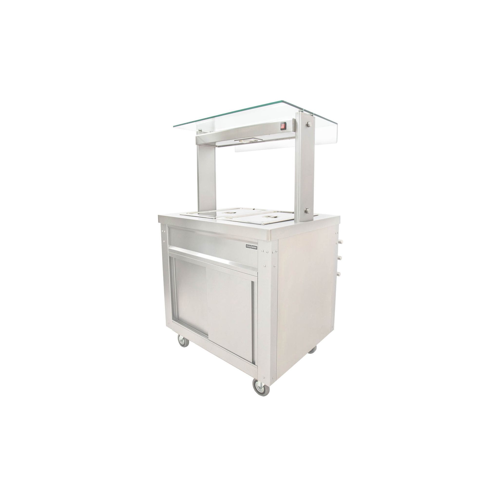Parry FLEXI-SERVE FS-AW2 Chilled Well Ambient Cupboard with LED Gantry, Standard Glass & Tubular Trayslide