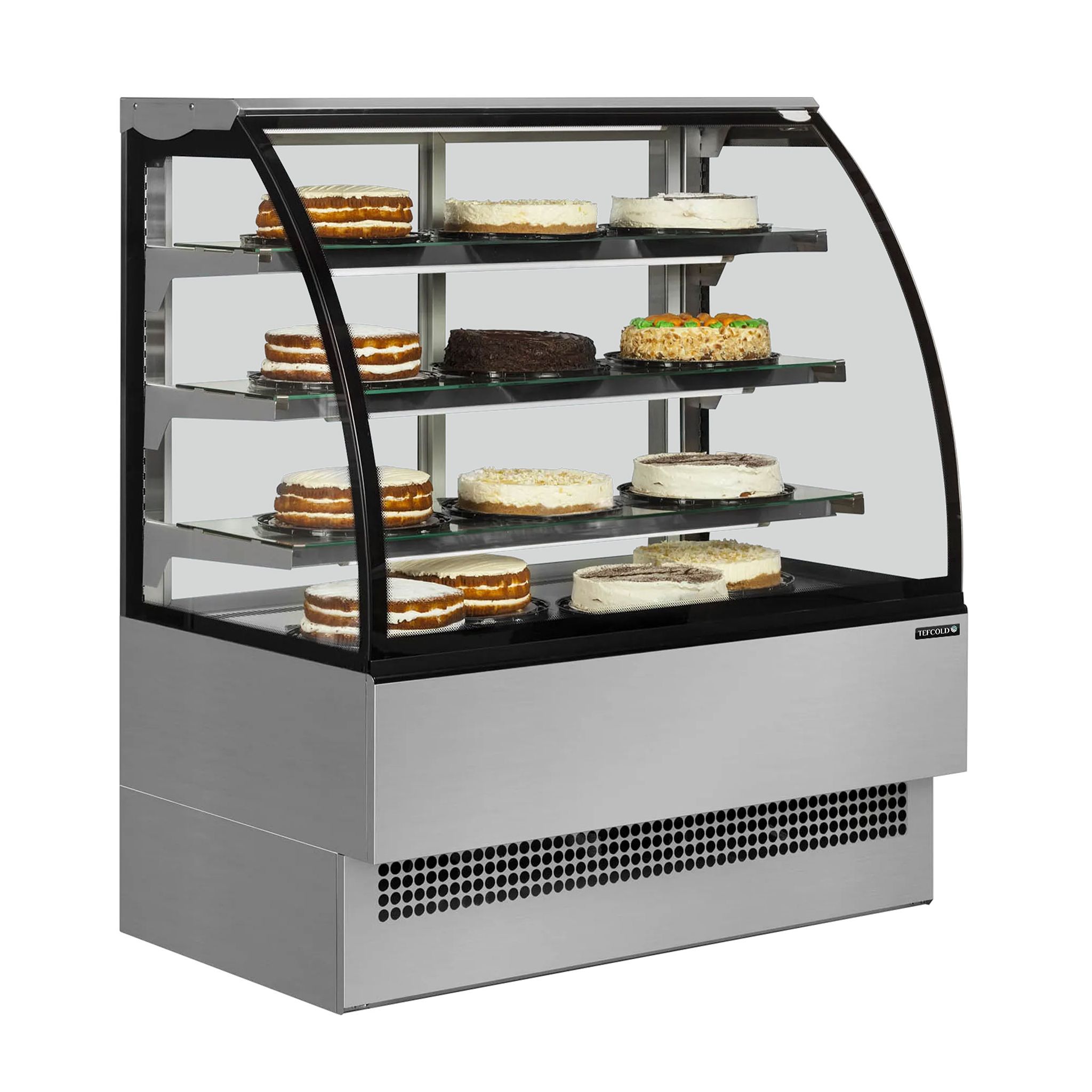 Tefcold EVO1202SS 1200mm Wide Curved Glass Stainless Steel Patisserie & Deli Display Fridge