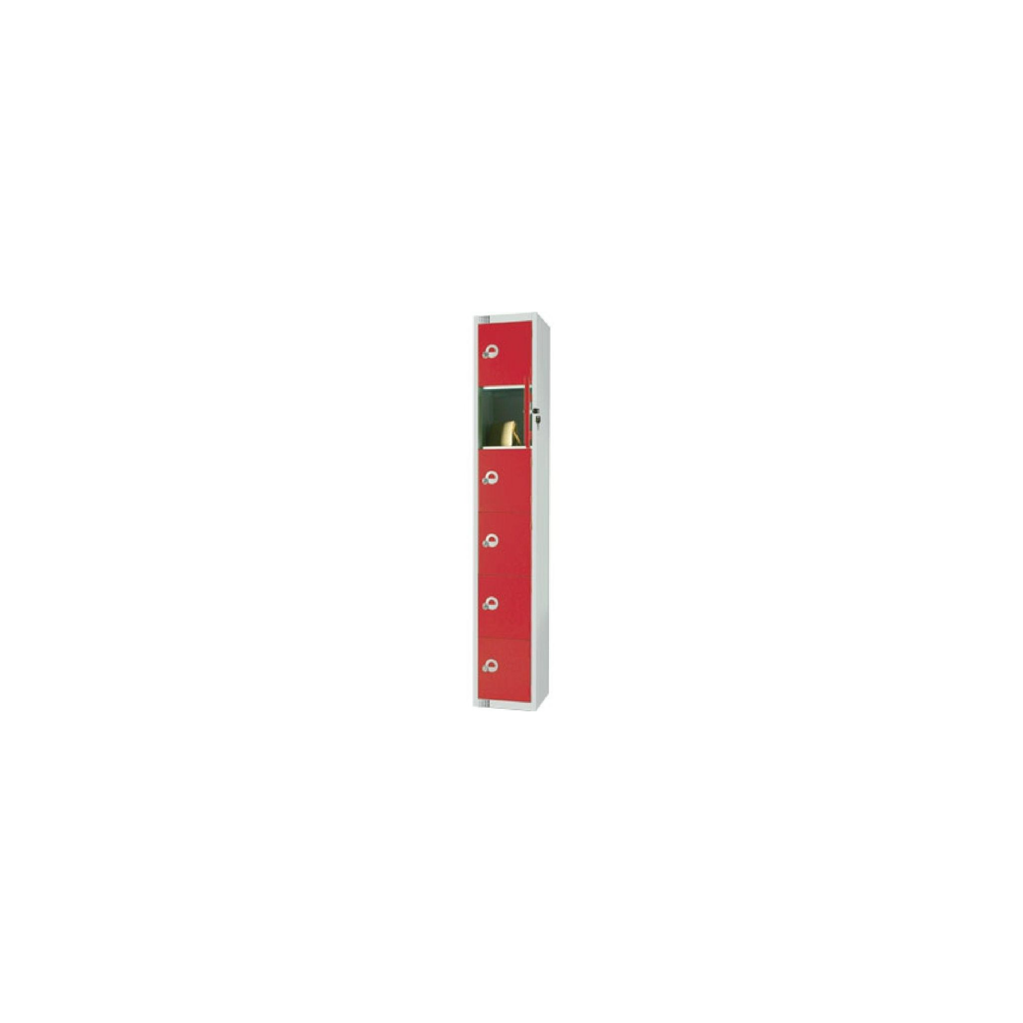 Elite Lockers W983-PS Six Door Padlock Locker with Sloping Top Red