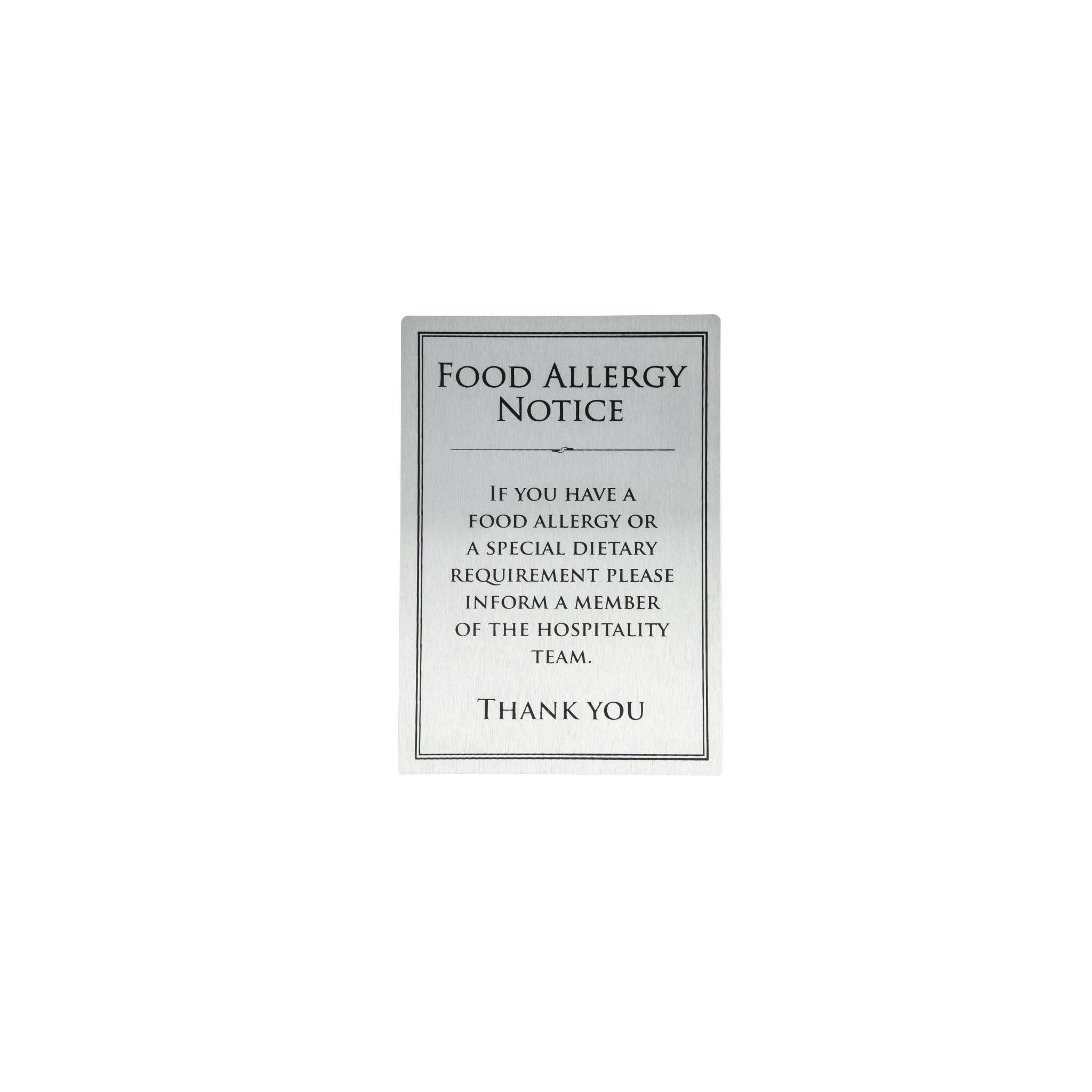 Vogue GM817 Brushed Steel Food Allergy Sign A5