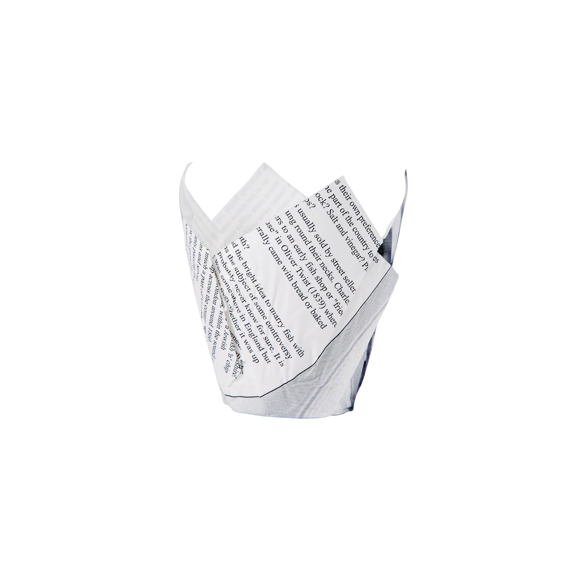 Non Branded GK973 Grease-Resistant Paper Chip Crowns Newspaper Print (Pack of 1100)