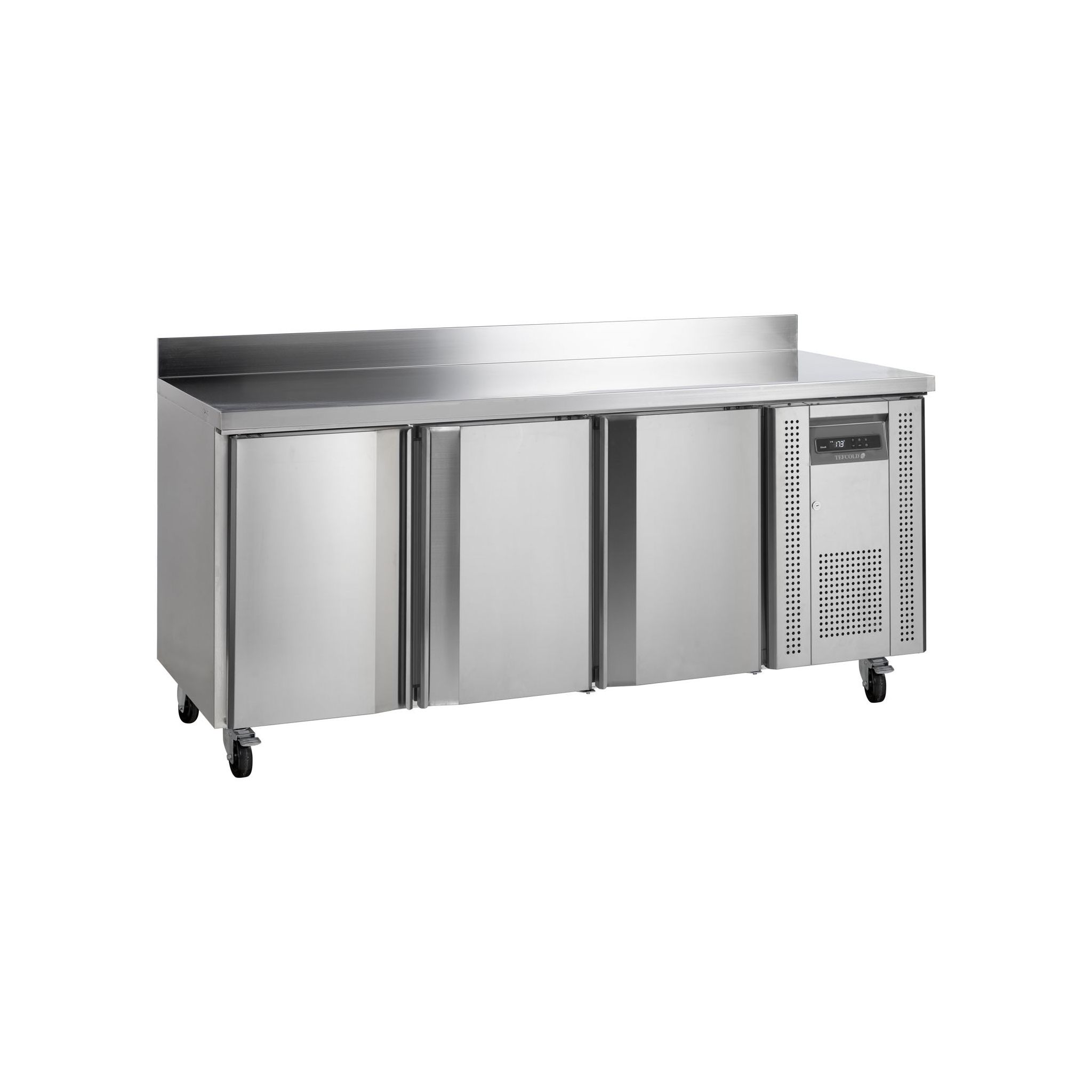 Tefcold CK7310 Medium Duty 417 Ltr 3 Door Stainless Steel Refrigerated Prep Counter With Upstand