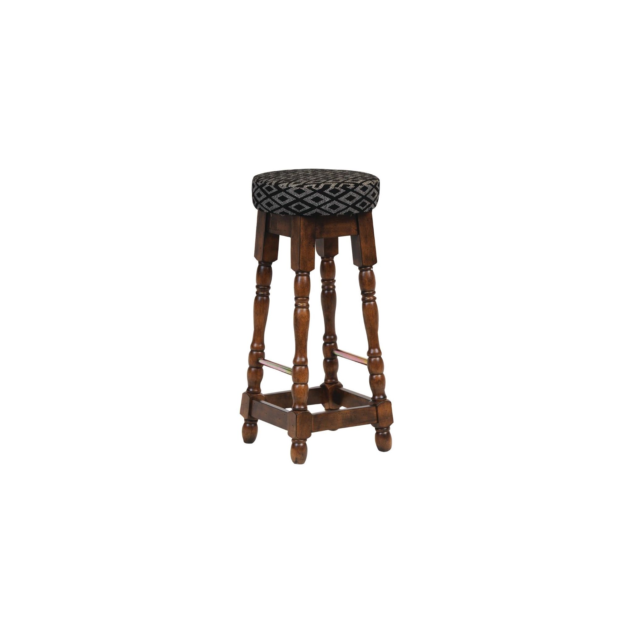 Non Branded FT401 Classic Rubber Wood High Bar Stool with Black Diamond Seat (Pack of 2)