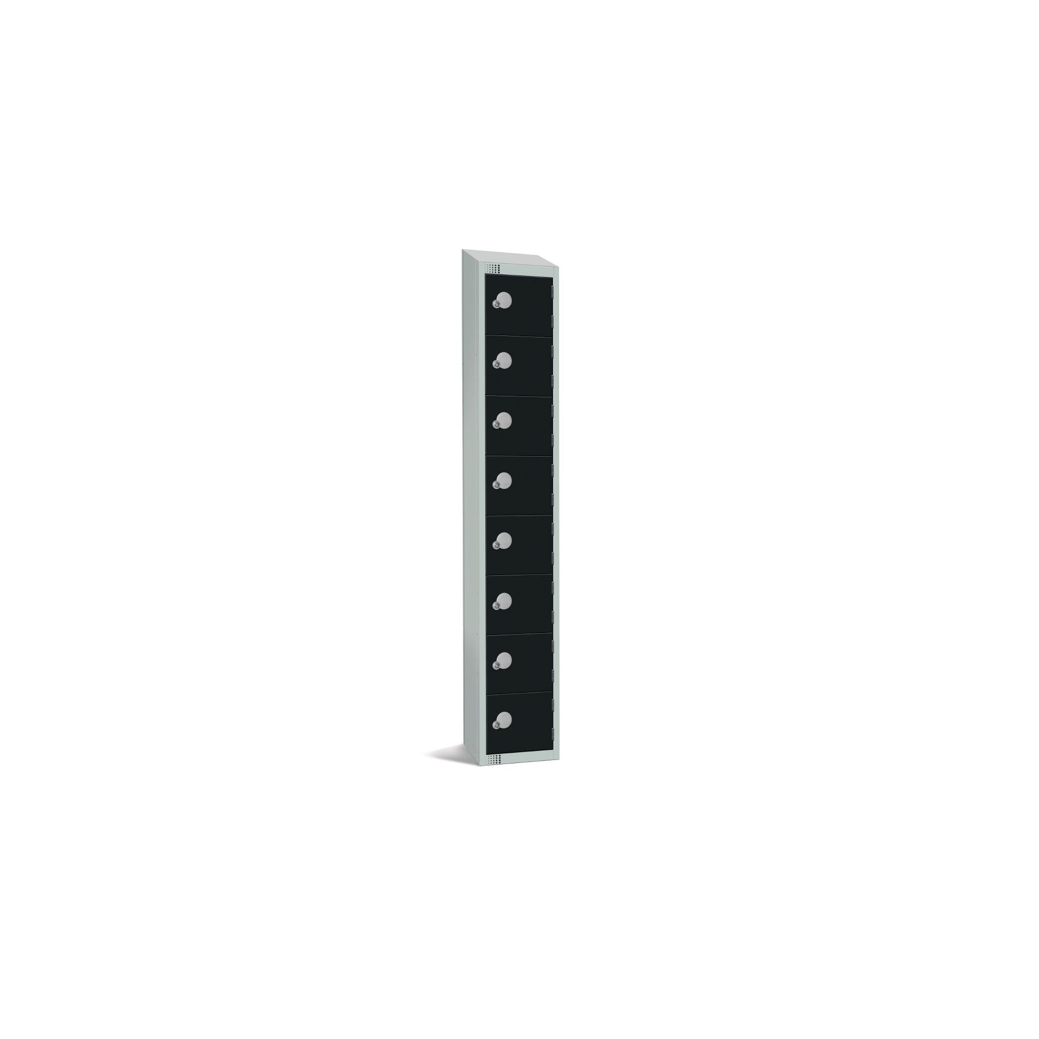 Elite Lockers GR676-CS Eight Door Camlock Locker with Sloping Top Black