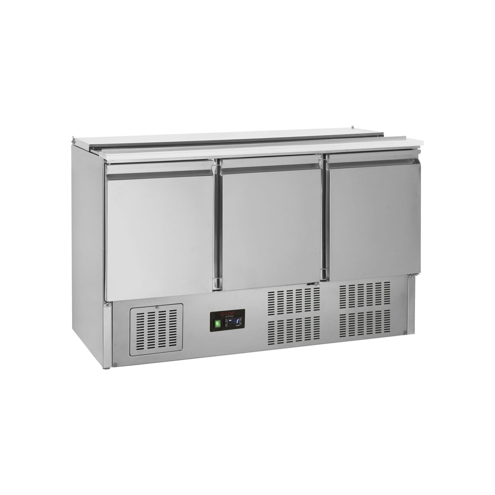 Tefcold GS365 368 Ltr 3 Door Stainless Steel Refrigerated Pizza / Saladette Prep Counter