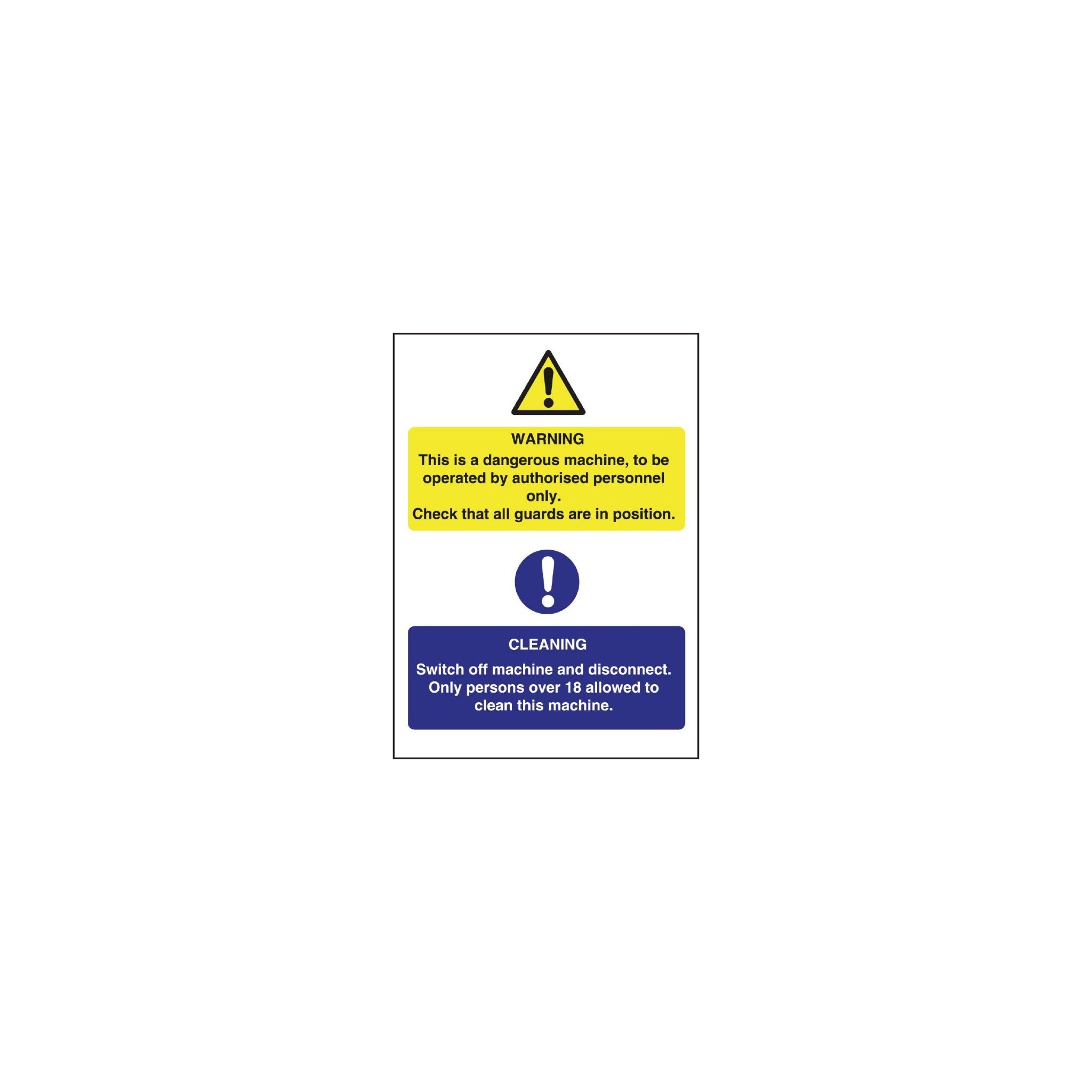 Vogue L945 Dangerous Machine Cleaning Sign