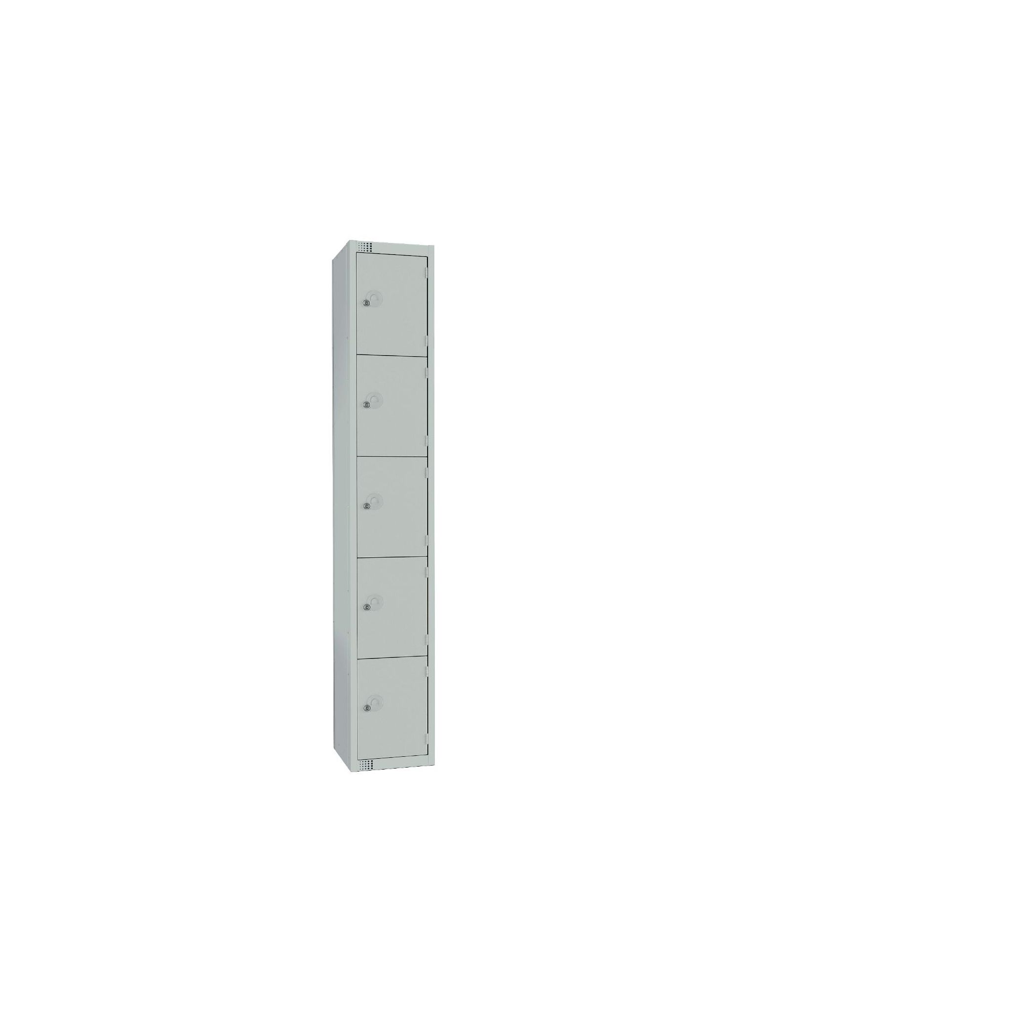 Elite Lockers CG610-PS Five Door Padlock Locker with Sloping Top Grey