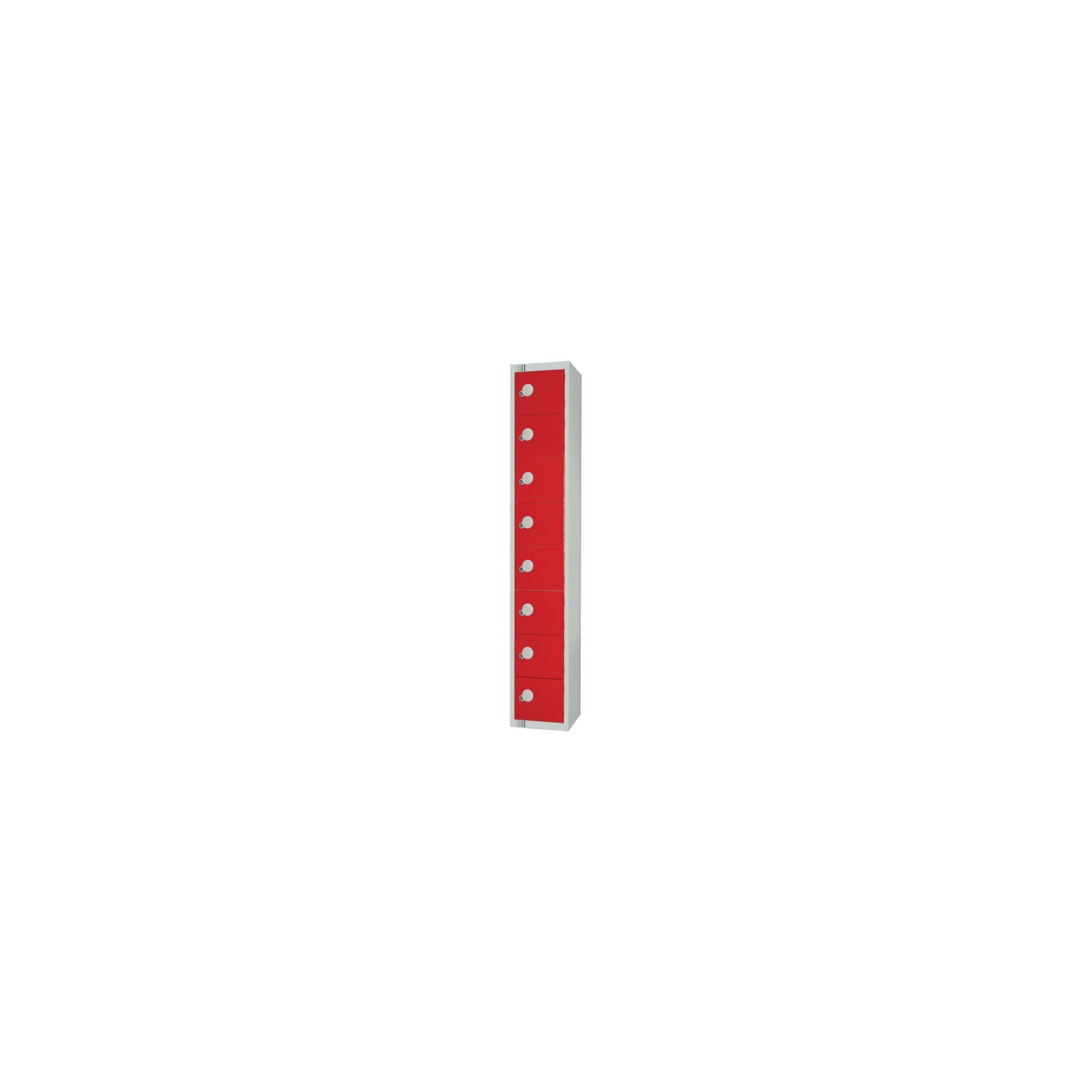 Elite Lockers CE103-CS Eight Door Camlock Locker with Sloping Top Red