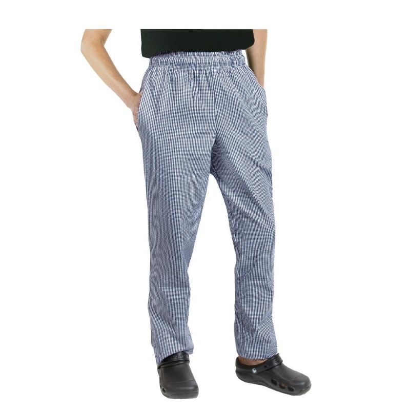 Chef Works A025-L Easyfit Pants - Small Blue Check - Catering