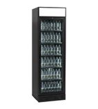 Image of CEV425CP BLACK 372 Ltr Upright Single Glass Door Black Display Fridge With Canopy