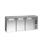 E3/222MUCS84 537 Ltr Undercounter Triple Hinged Solid Door Stainless Steel Back Bar Bottle Cooler
