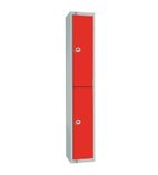 W980-CS Two Door Locker with Sloping Top Red Door Camlock
