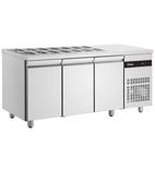 Image of ZNV999-HC 429 Ltr 3 Door Stainless Steel Refrigerated Pizza / Saladette Counter
